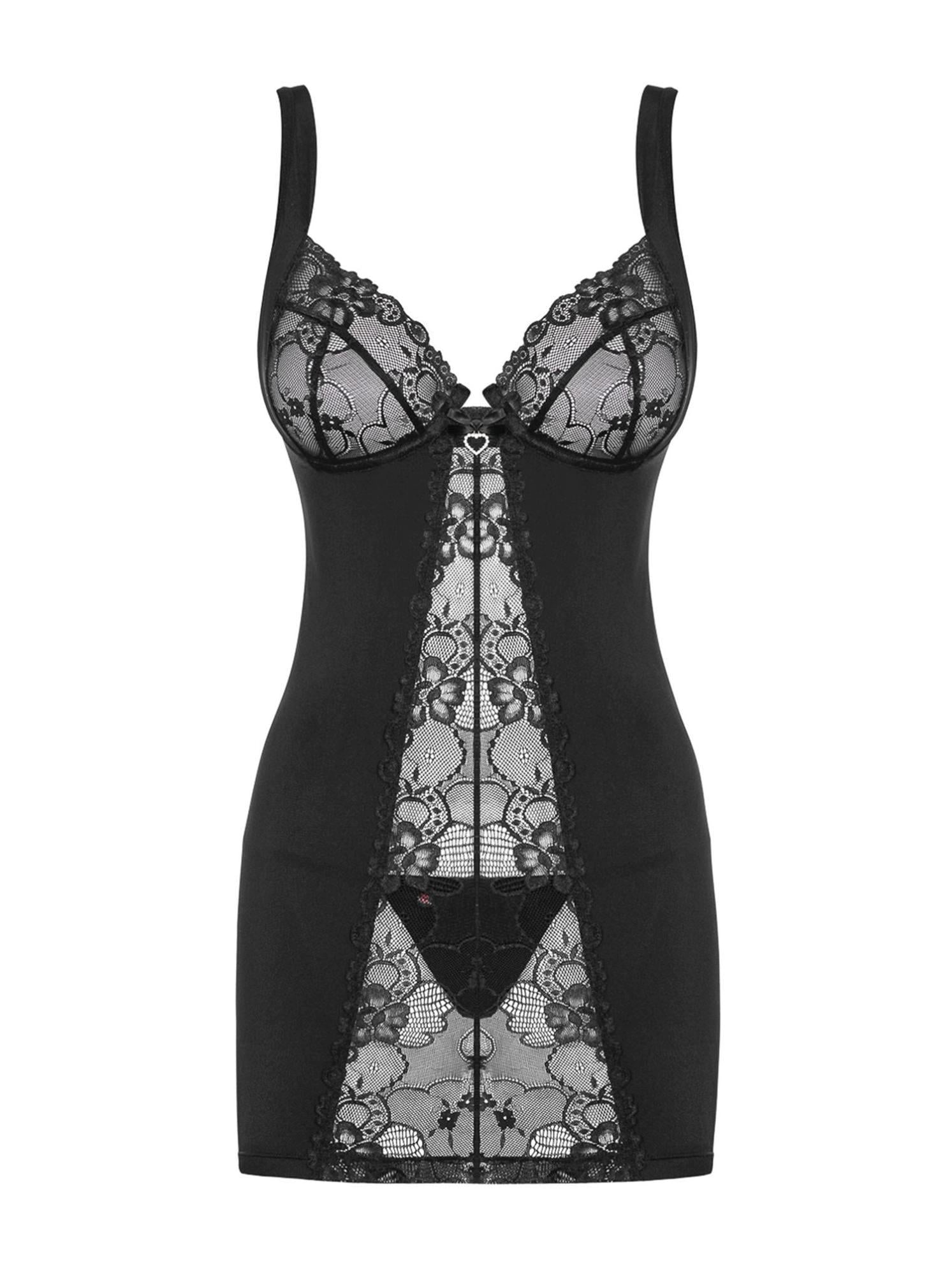 Lingerie - Heartina T-shirt et string noir L/XL