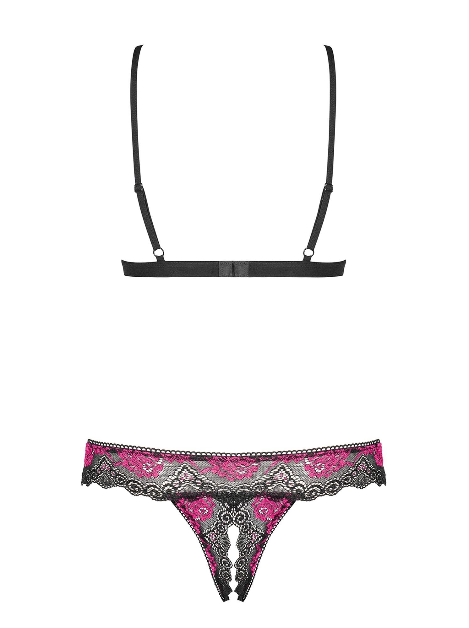 Lingerie-Tulia 2-piece open set black S/M