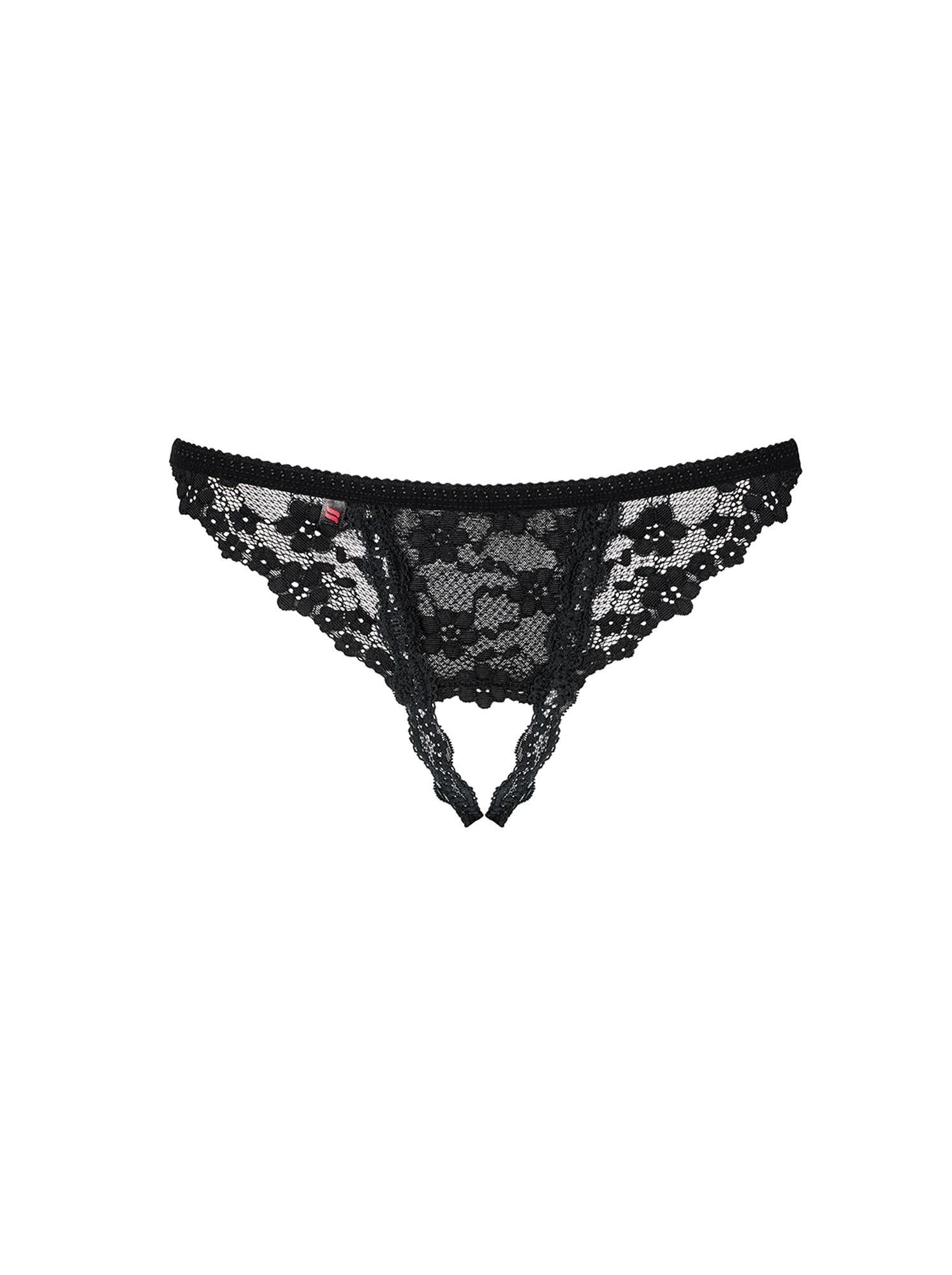 Bielizna-Letica stringi otwarte czarne  S/M