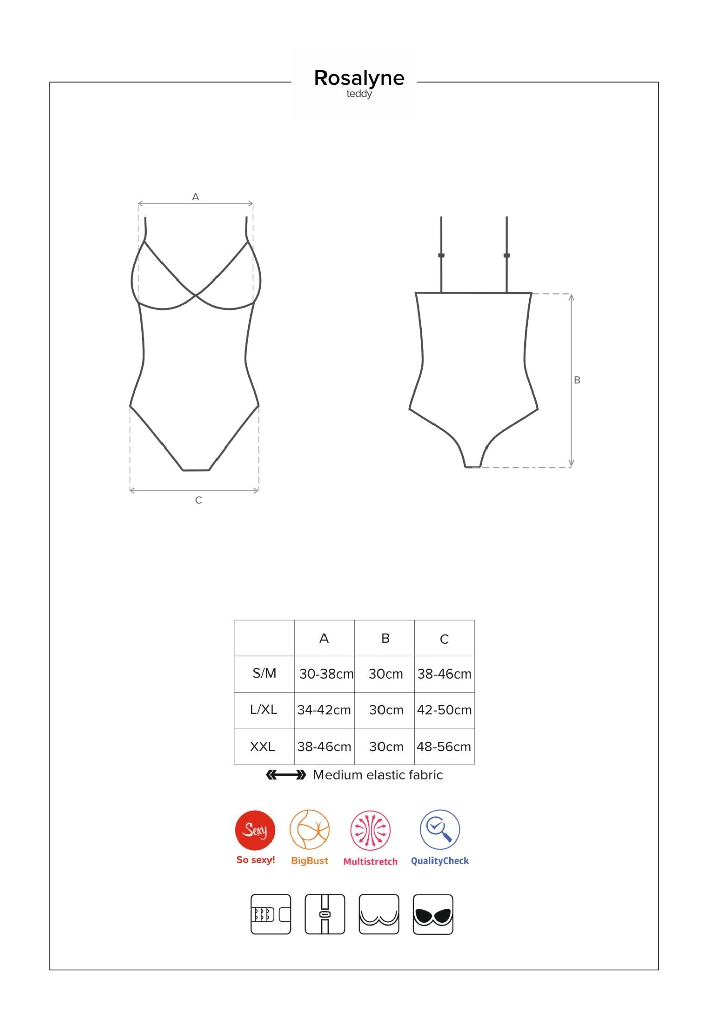 Bielizna-Rosalyne body czerwone  S/M