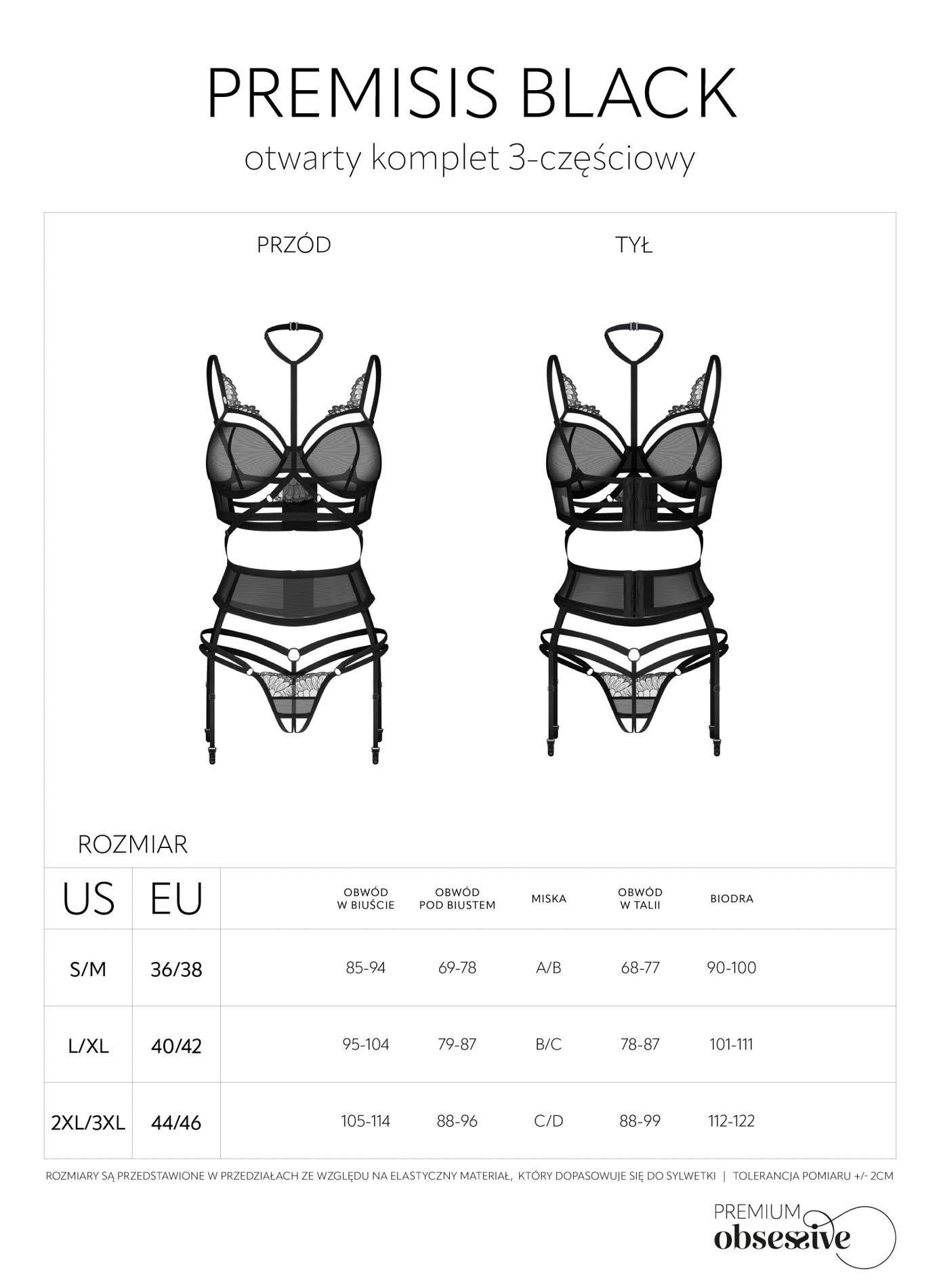 Premisis Black open 3-piece set 2XL/3XL