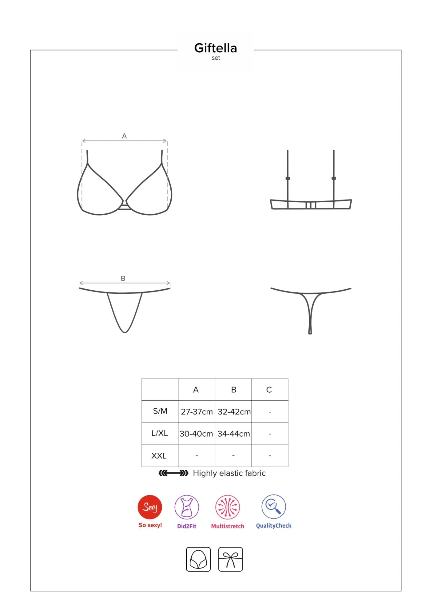 Lingerie-Giftella 2-piece set red L/XL