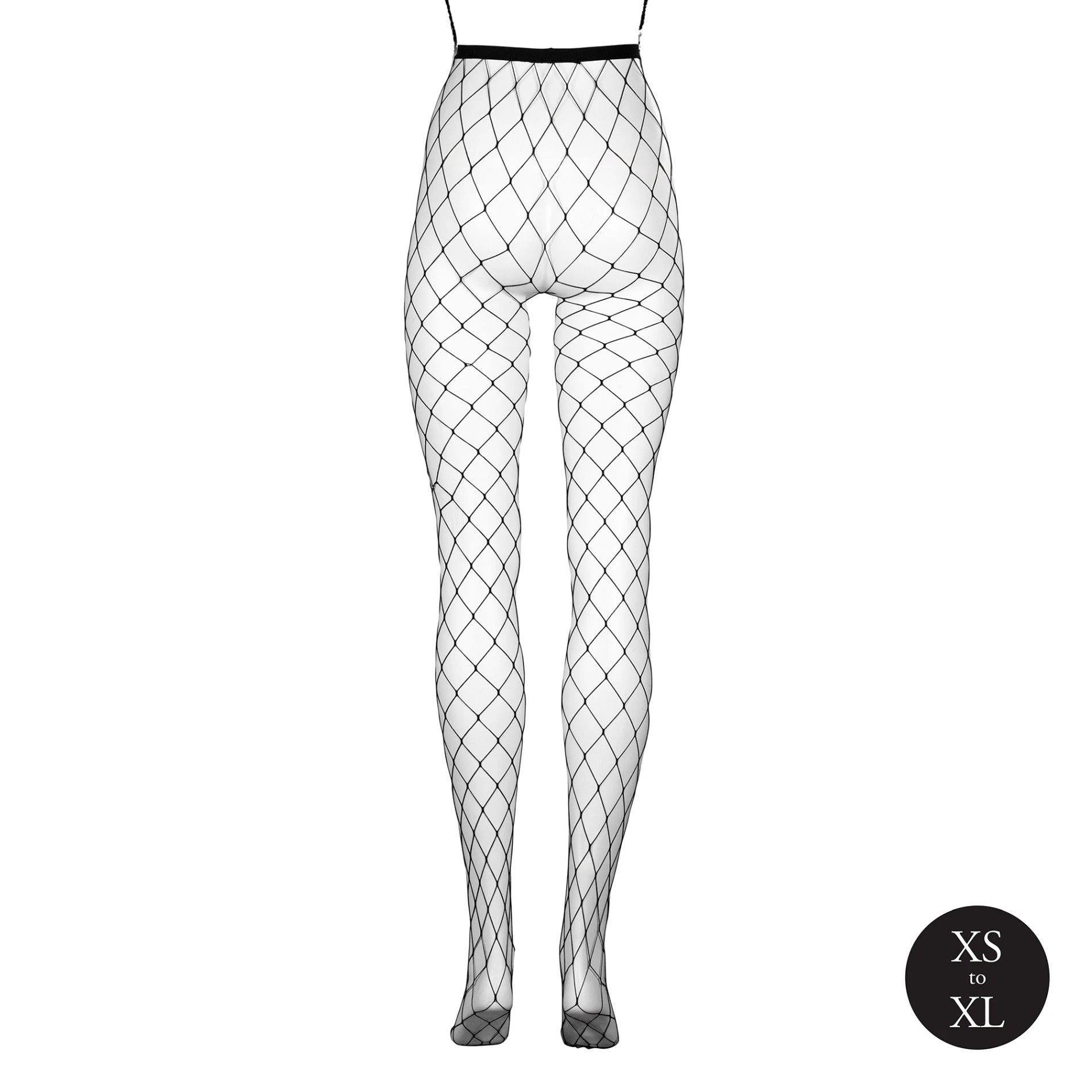 Panty with Big Fishnet Structure - One Size - Black