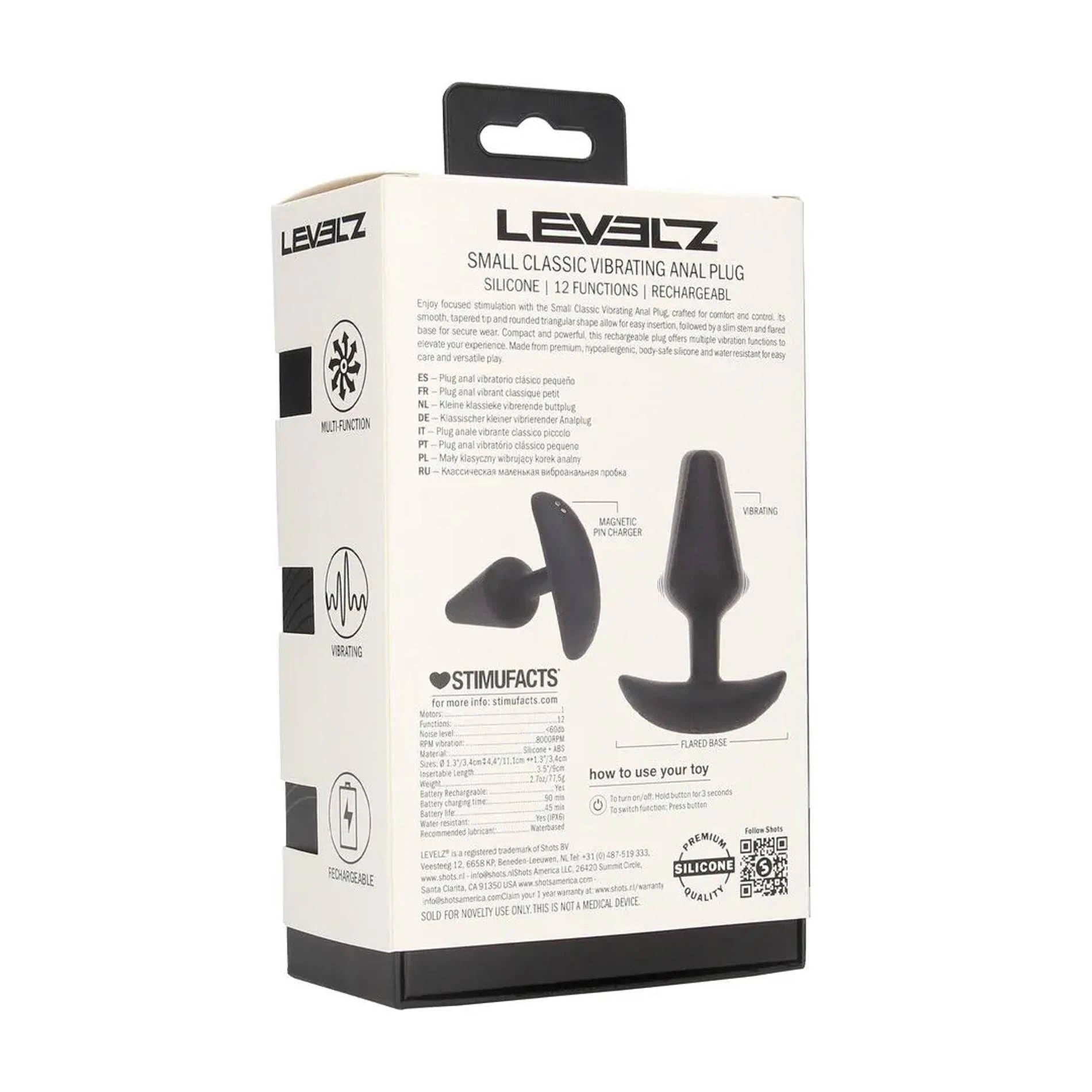 Classic Vibrating Silicone Anal Plug - S - Black