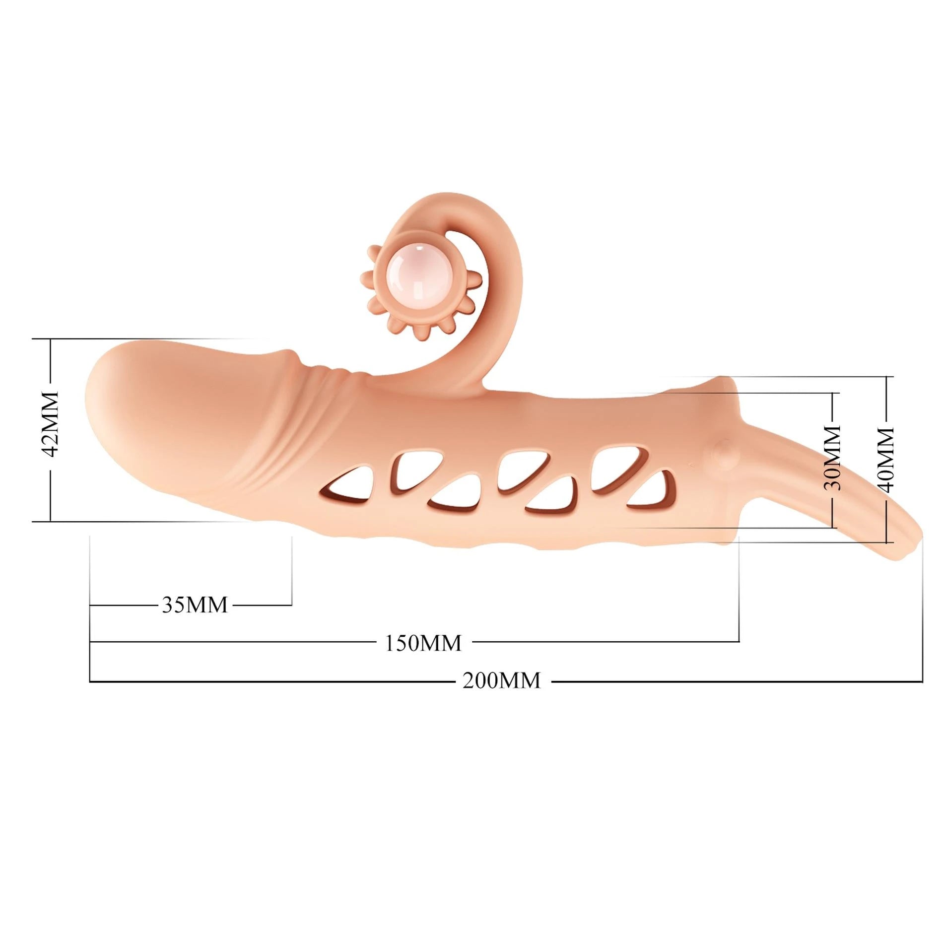 ROMANCE - Penis sleeve, TPE material, vibration, LR41*3 battery, Flesh