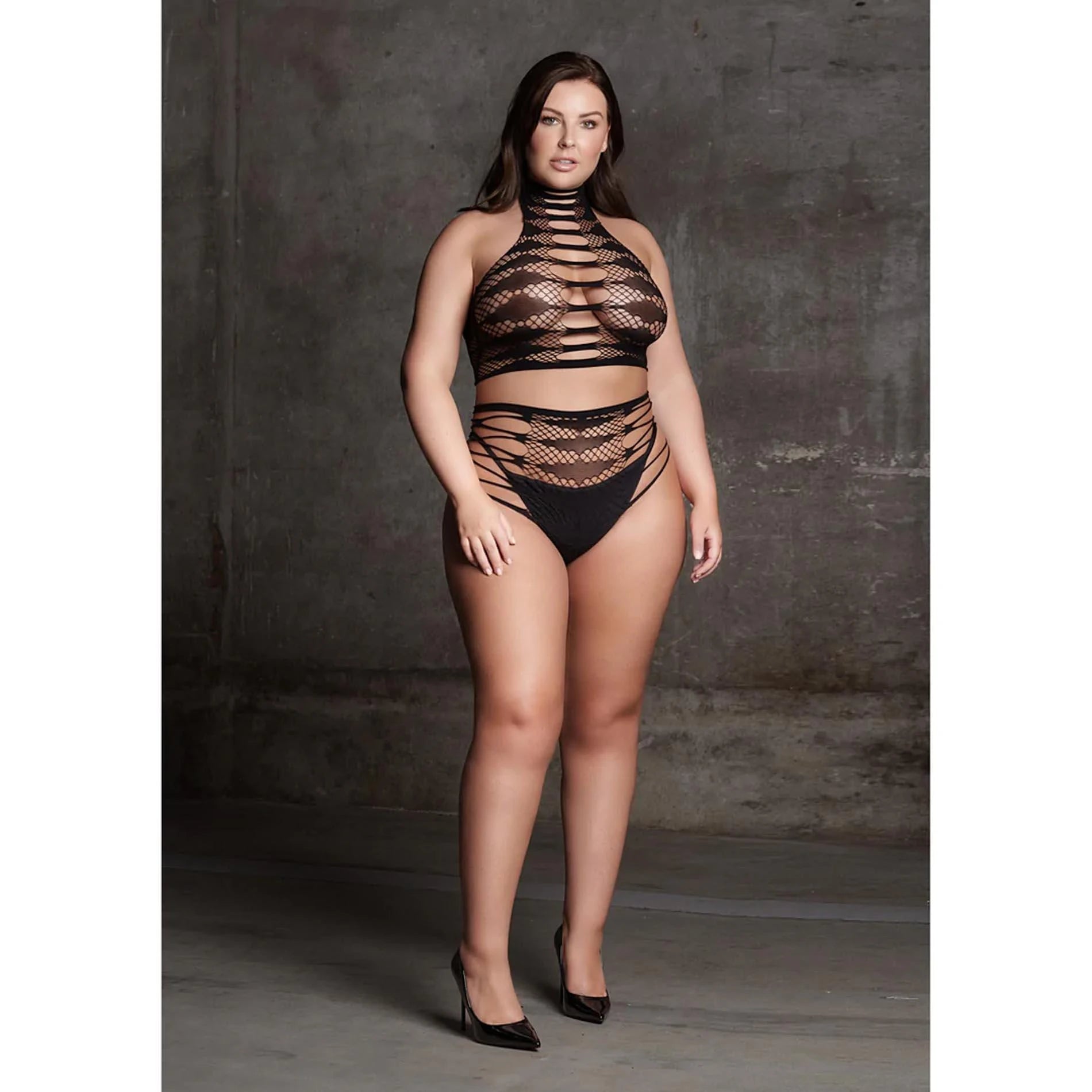 Carpo XLVI - Two Piece with Turtleneck, Crop Top and Panty - Plus Size