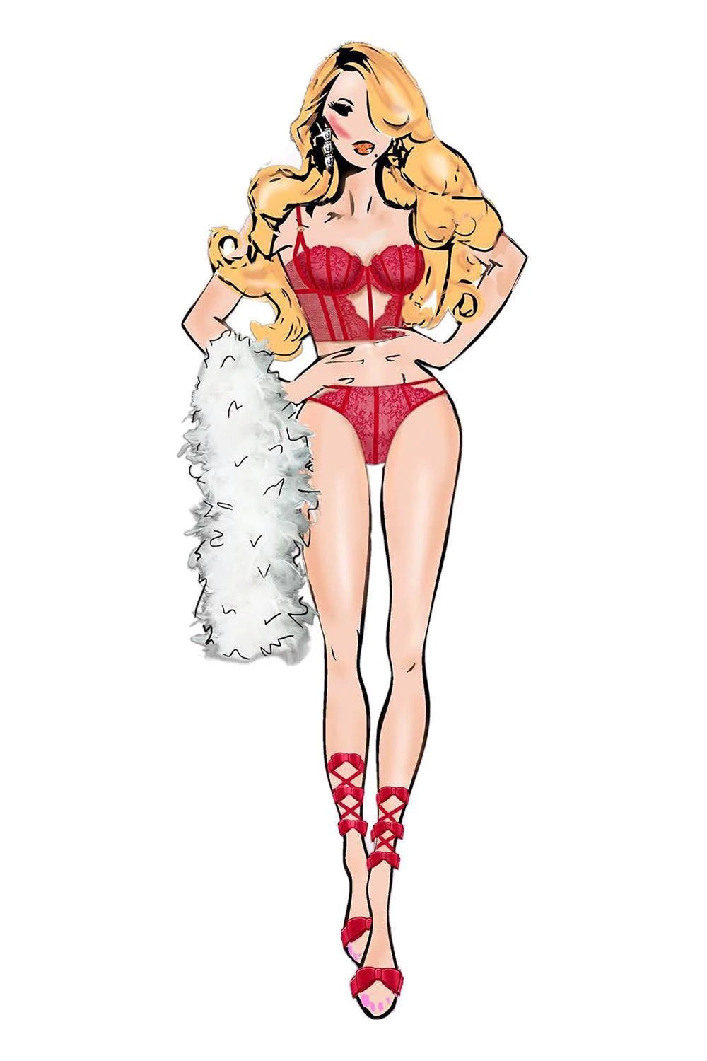 BOMBSHELL BOUDOIR STRAP OVERLAY ENSEMBLE SOUTIEN-GORGE 2 PIÈCES ROUGE, S