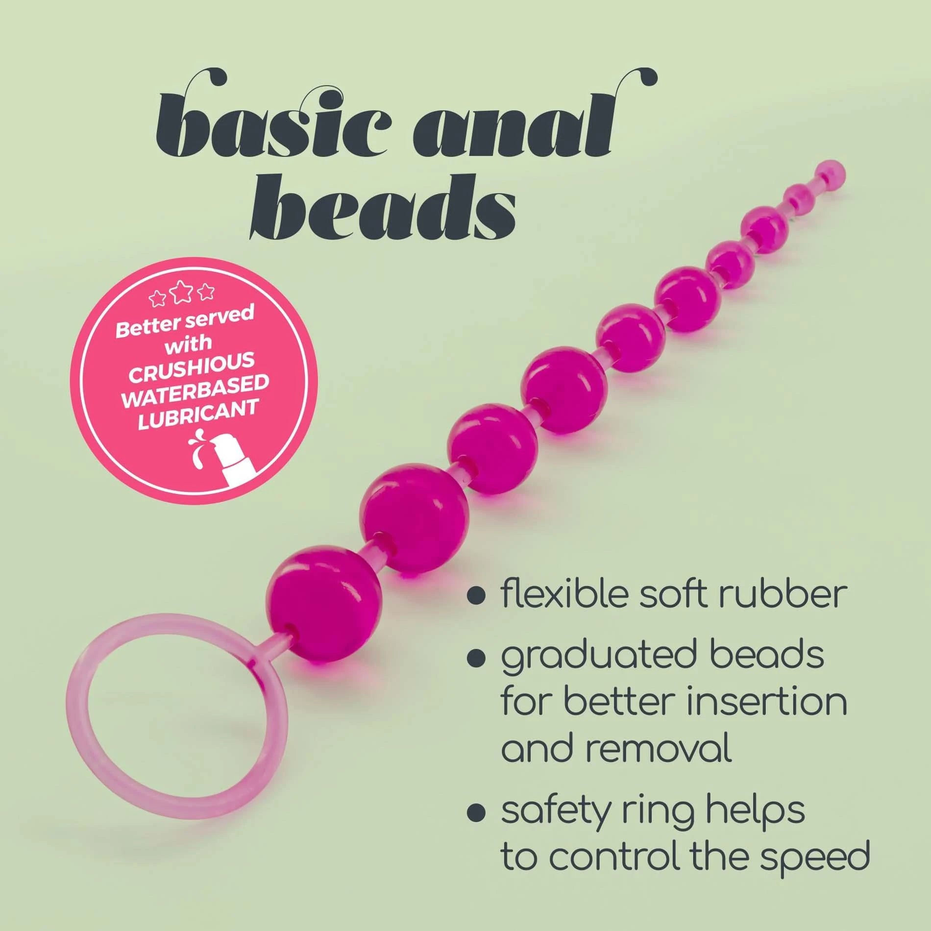 Basic Anal Beads - 10 Bead Chain - Pink