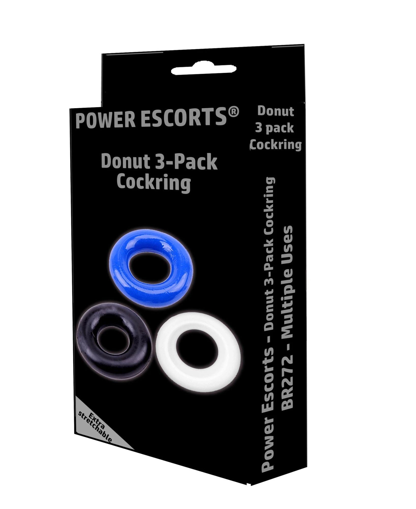 Ring-Donut Cockring 3 Pack - 3 colors blue/clear/black