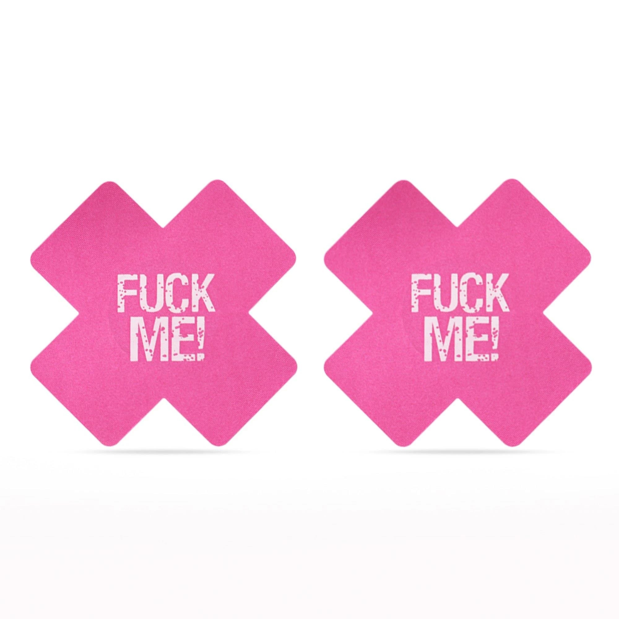 FUCK ME Cross Pattern Nipple Pasties (2 Pack)