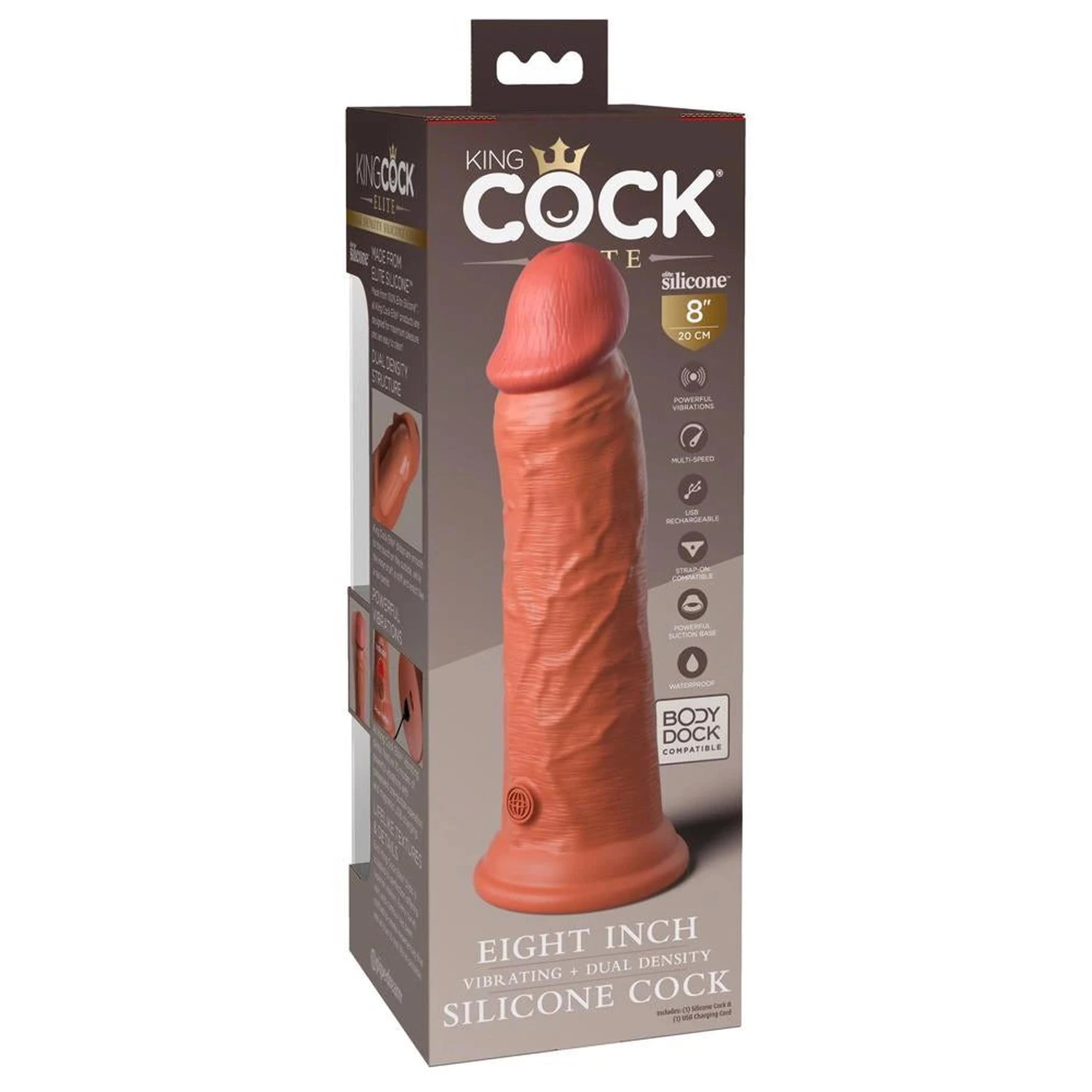 8" Vibrating + Dual Density Silicone Cock