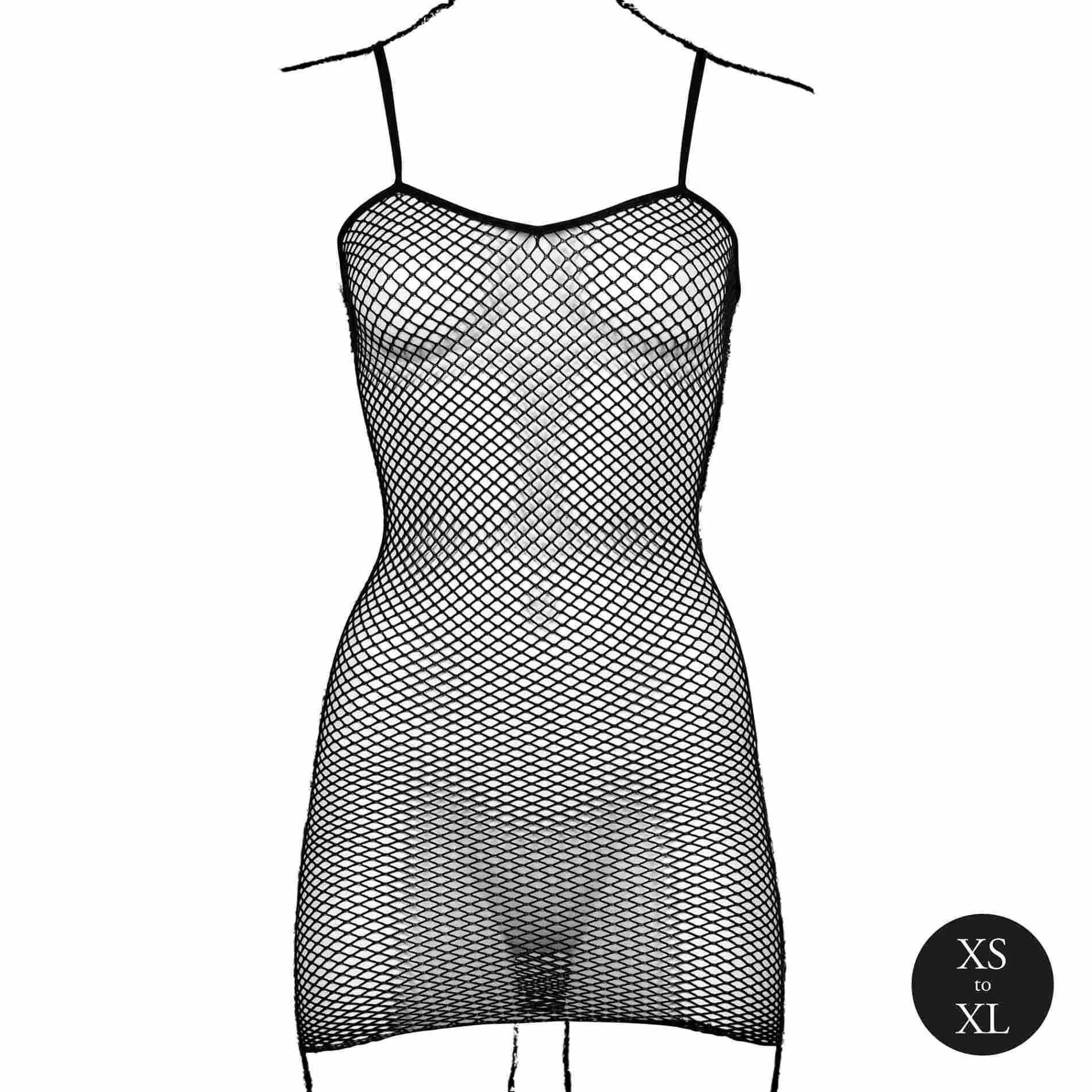 Robe courte avec structure en résille et fines bretelles