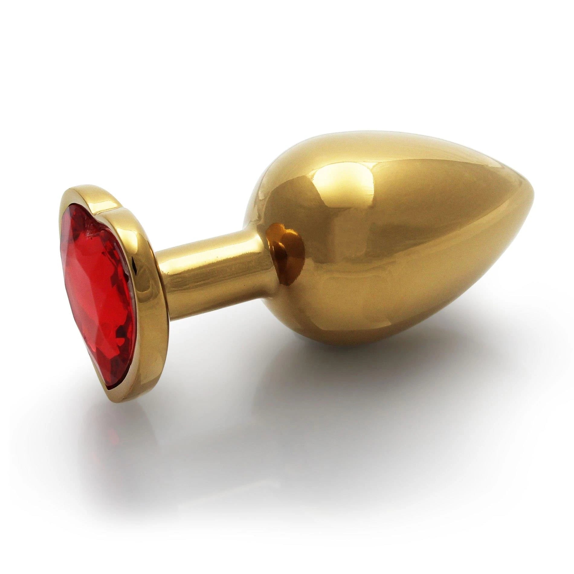 Heart Gem Butt Plug - Large - Gold/Ruby Red