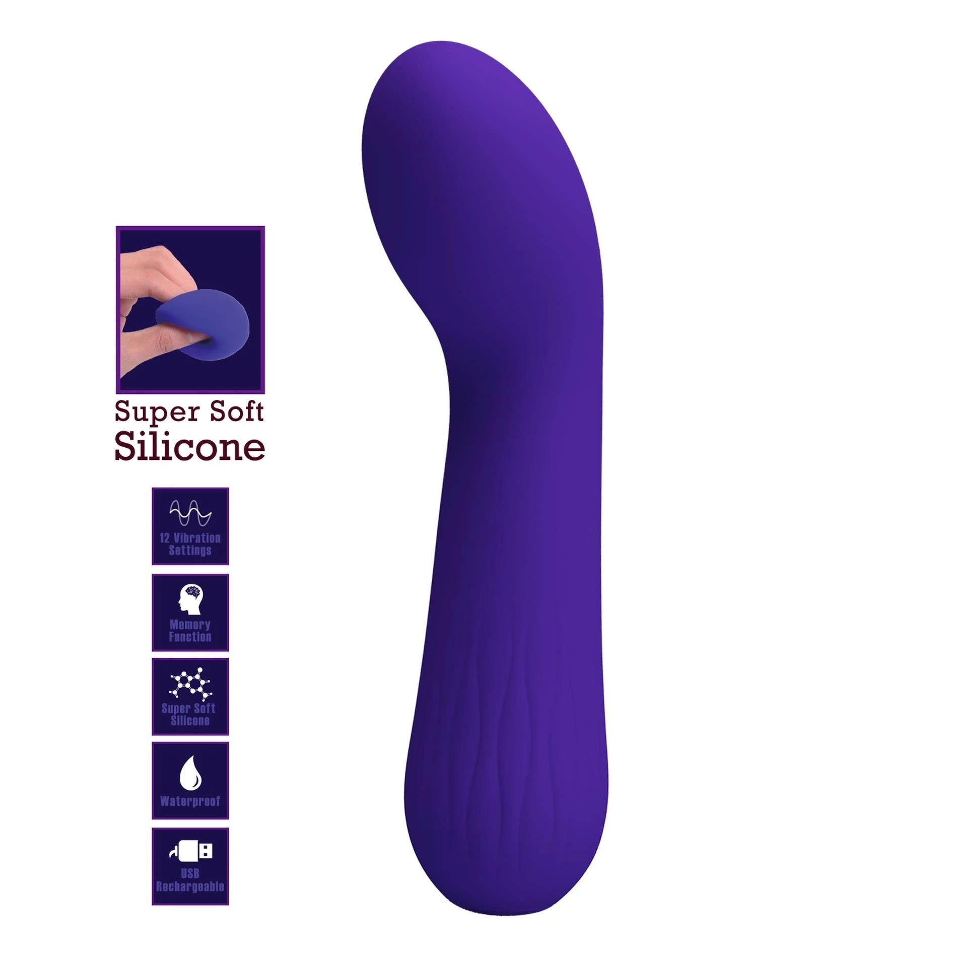 PRETTY LOVE - Faun Dark Purple, vibromasseur point G, 12 fonctions de vibration Fonction mémoire