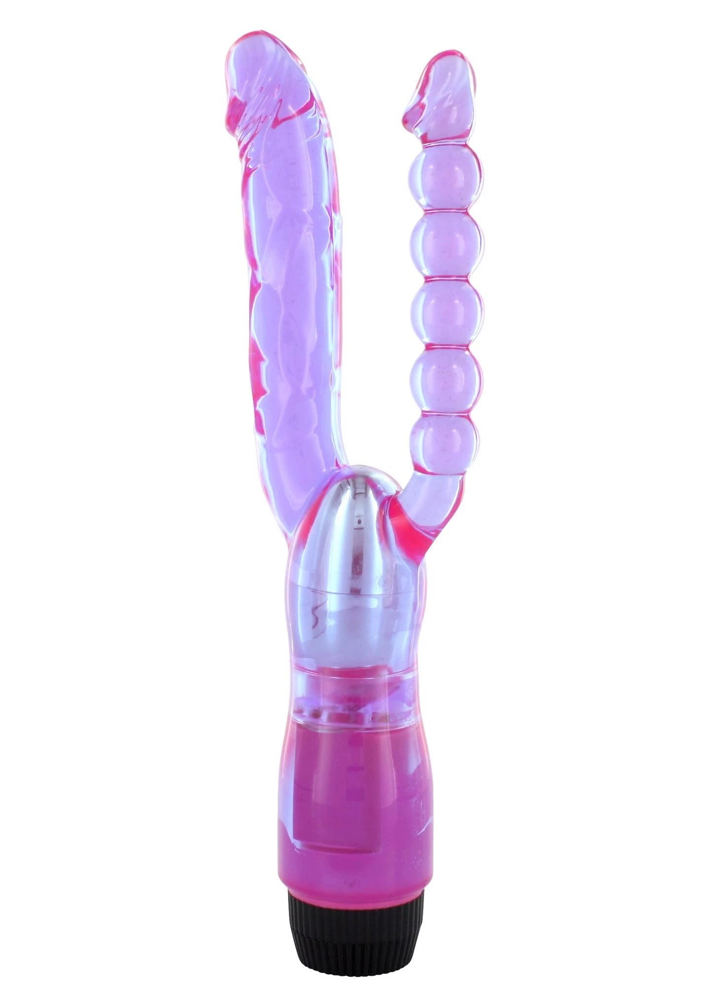 Vibromasseur double pénétration transparent