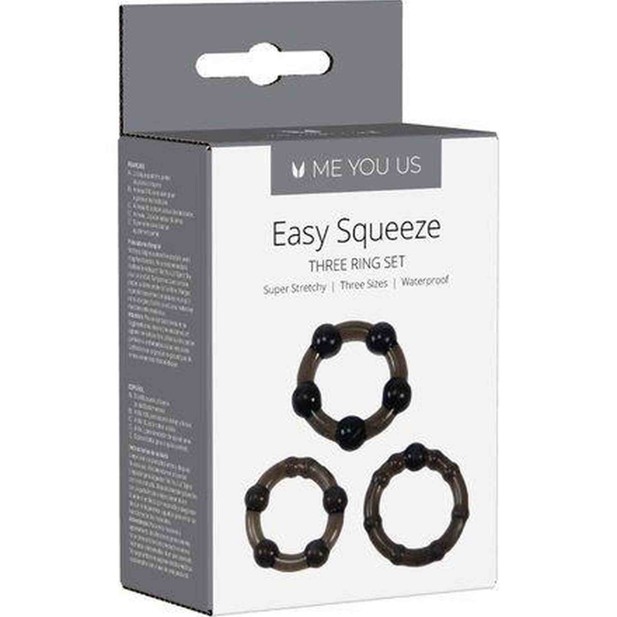 Me You Us Easy Squeeze Cock Ring Set Noir