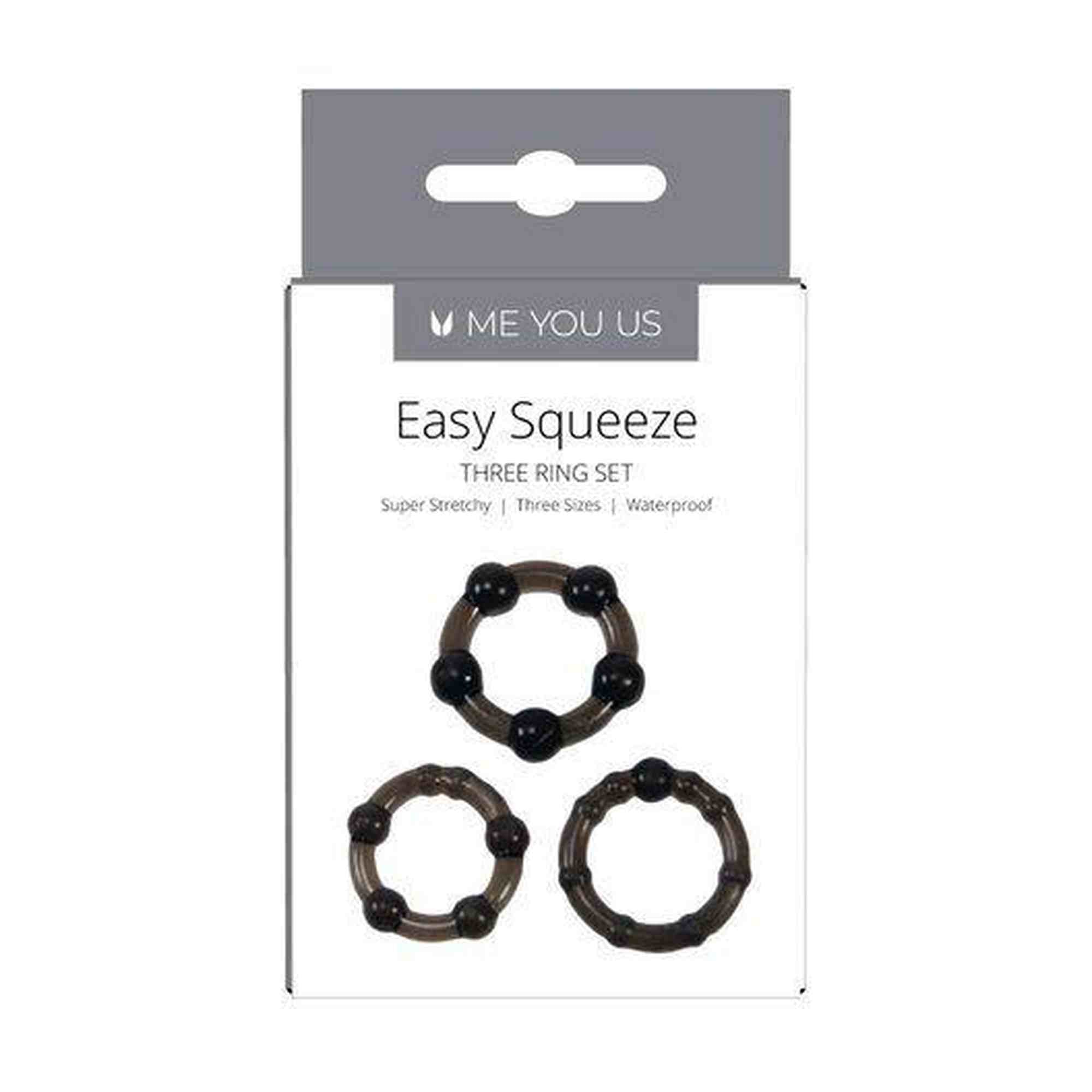 Me You Us Easy Squeeze Cock Ring Set Noir