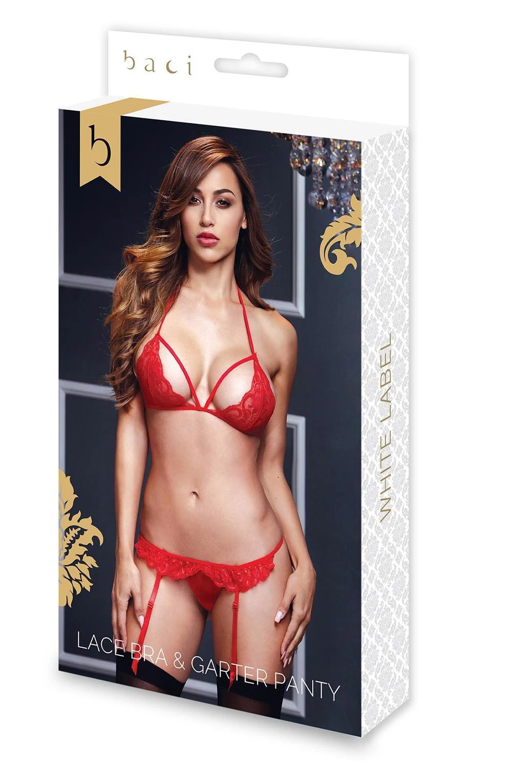 ENSEMBLE 2 PIÈCES ROUGE SOUTIEN-GORGE À DENTELLE JARRETIÈRE CULOTTE OUVERTE
