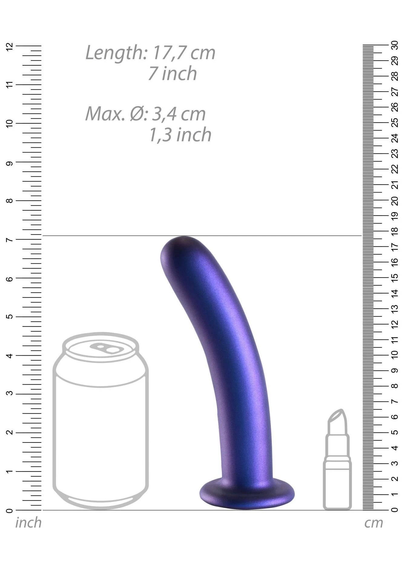 Smooth Silicone G-Spot Dildo - 7'' / 17 cm - Metallic Blue