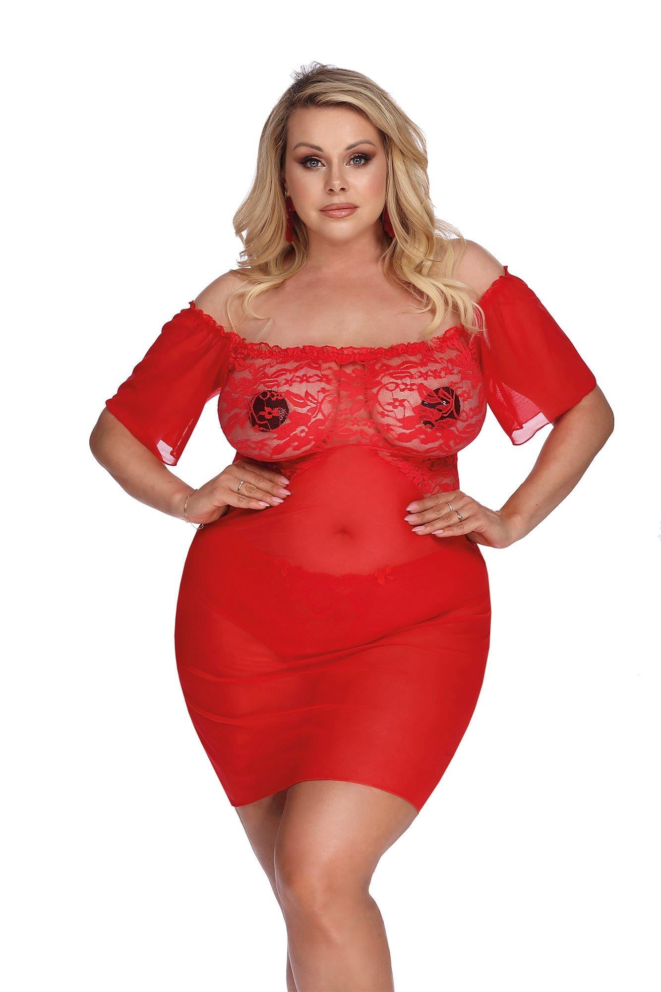 CAMARI ROUGE (CHEMISE/HALKA) XXL+