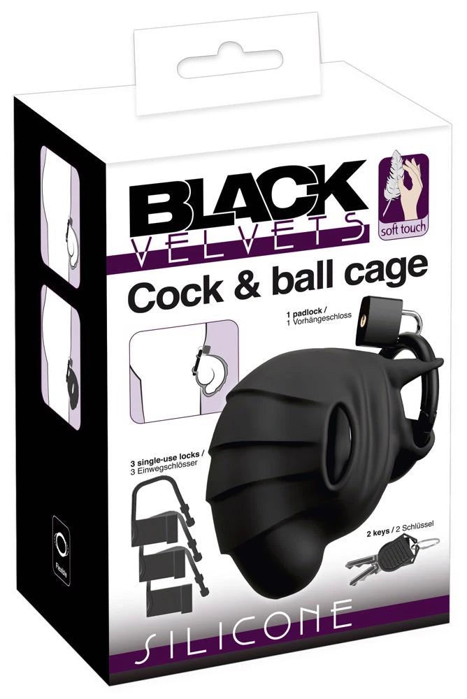 Black velvet Cock & Ball cage