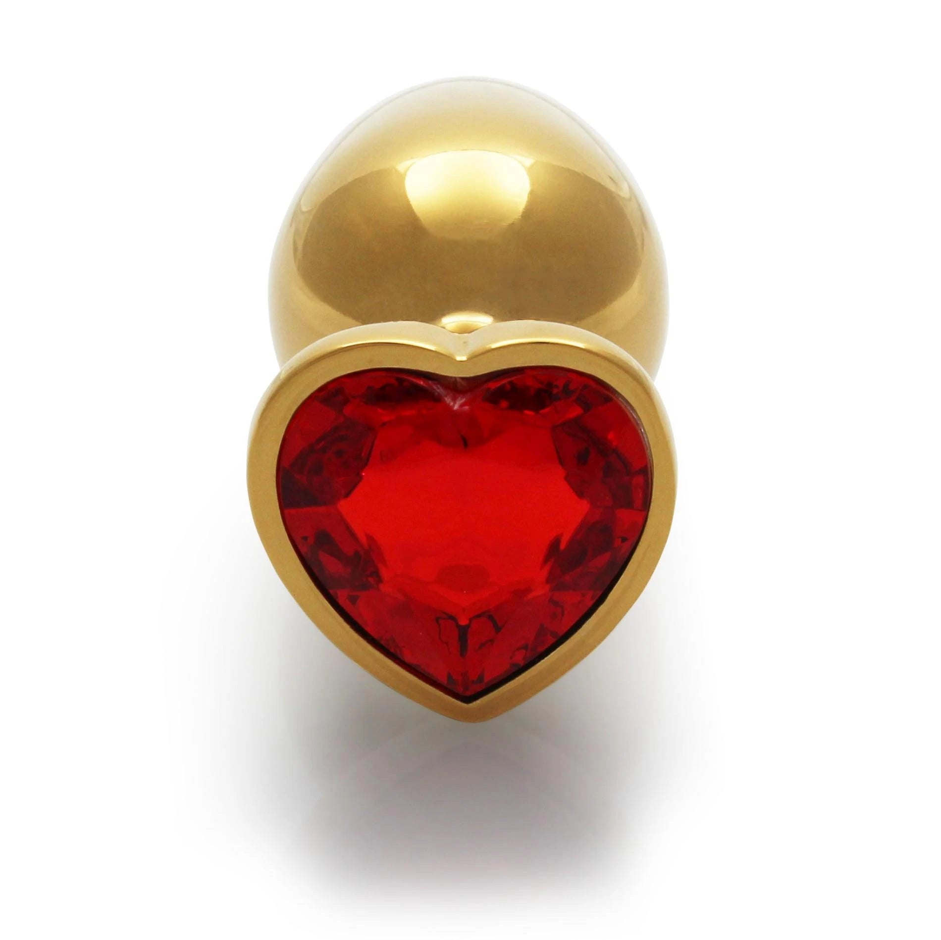 Heart Gem Butt Plug - Large - Gold/Ruby Red