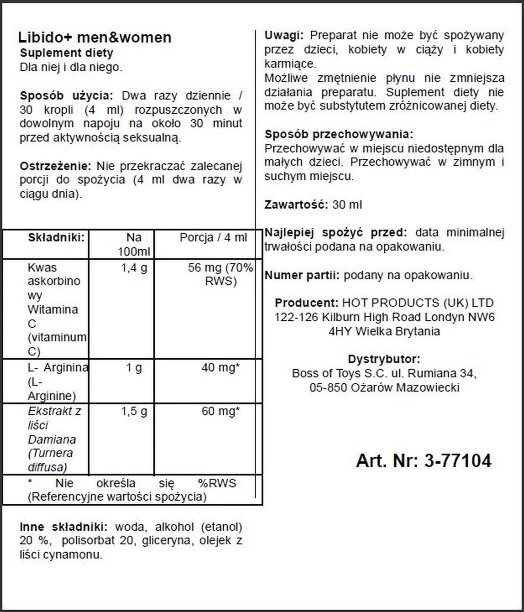 Complément alimentaire-Libido + (h+f) 30ml