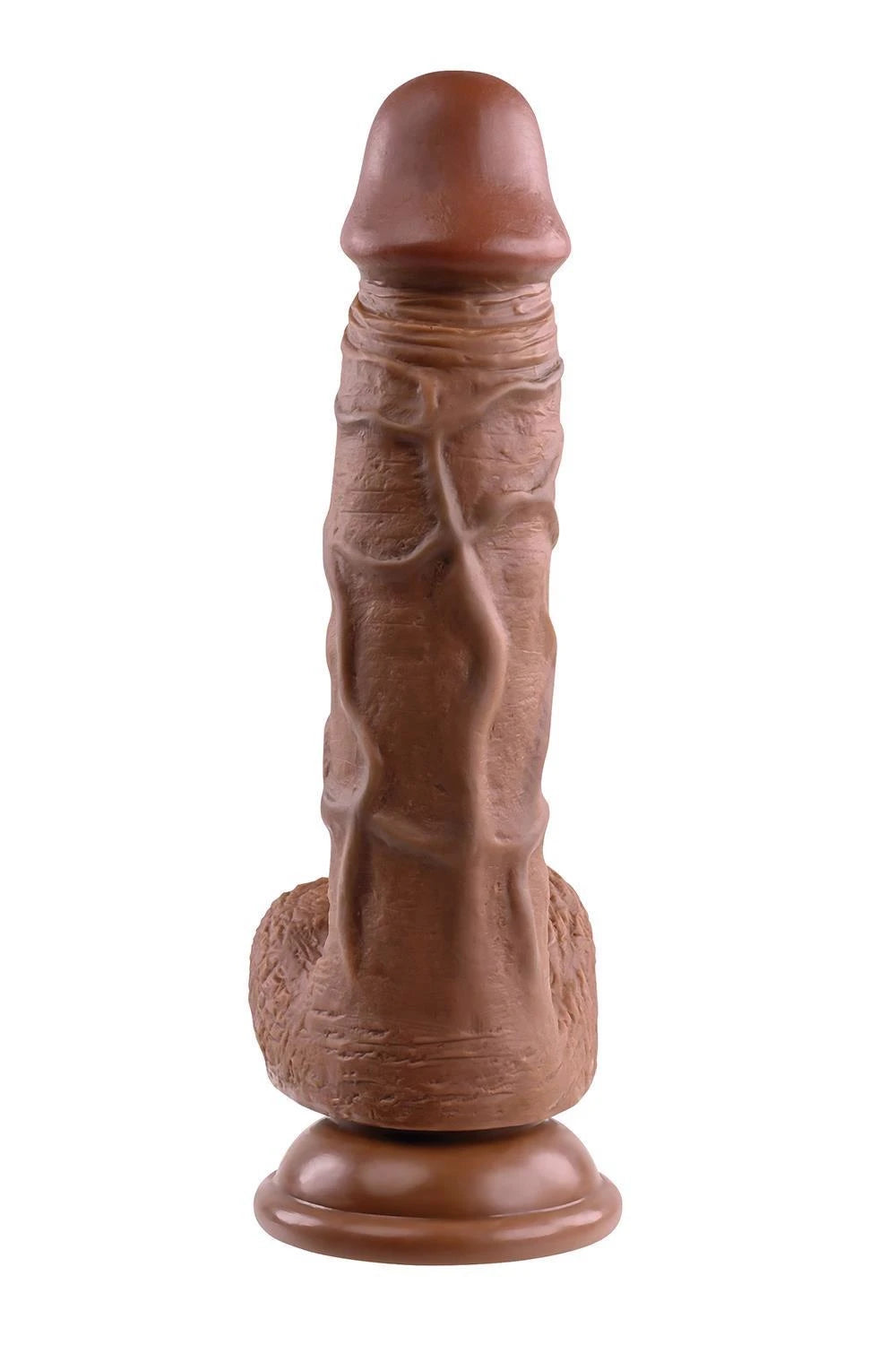 DIEUX DILDO RÉALISTE ÉVOLUÉ, FONCÉ 20,3 cm