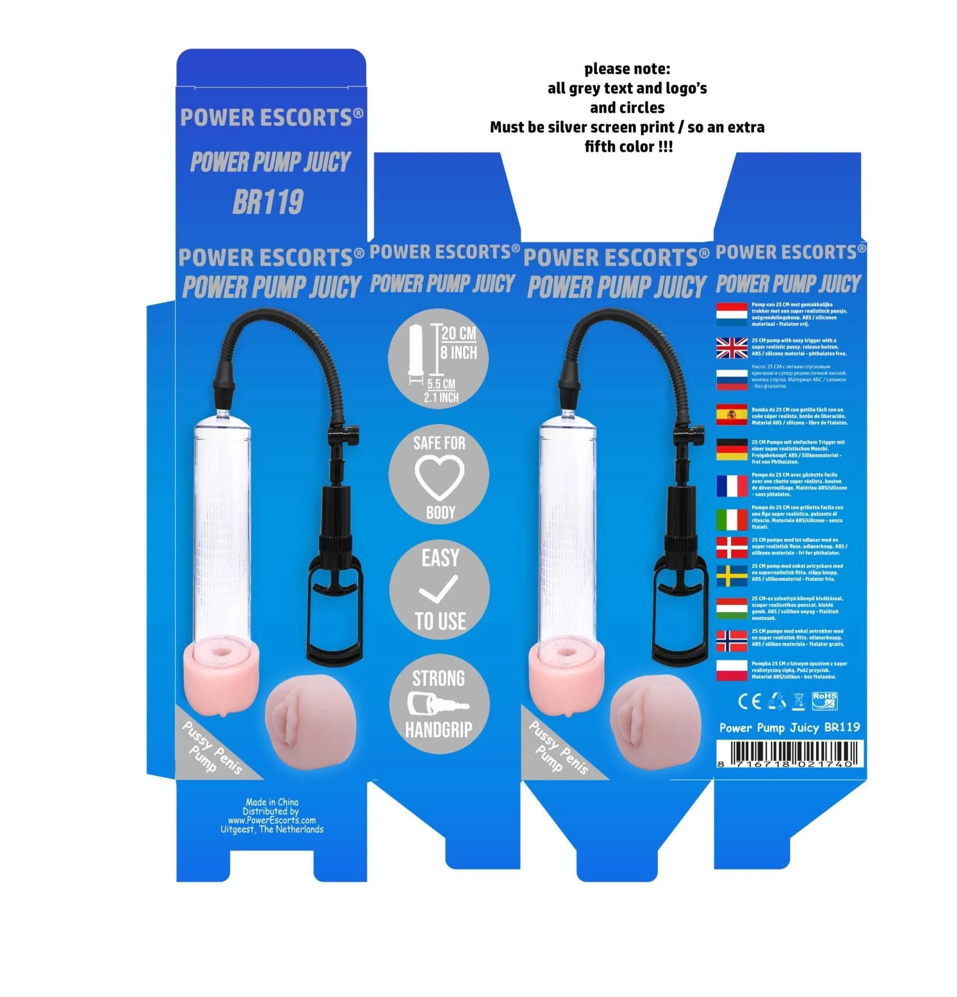Power Escorts –Power Pump Juicy – Penis Pump – With Improved Exchangeable Pussy – Black/Transparant