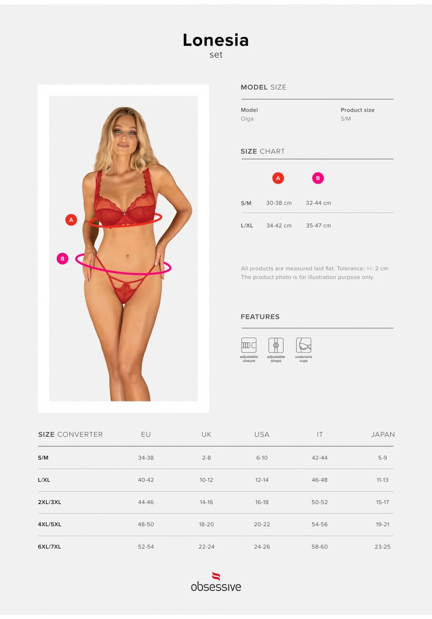 Lingerie-Lonesia 2-piece set red L/XL