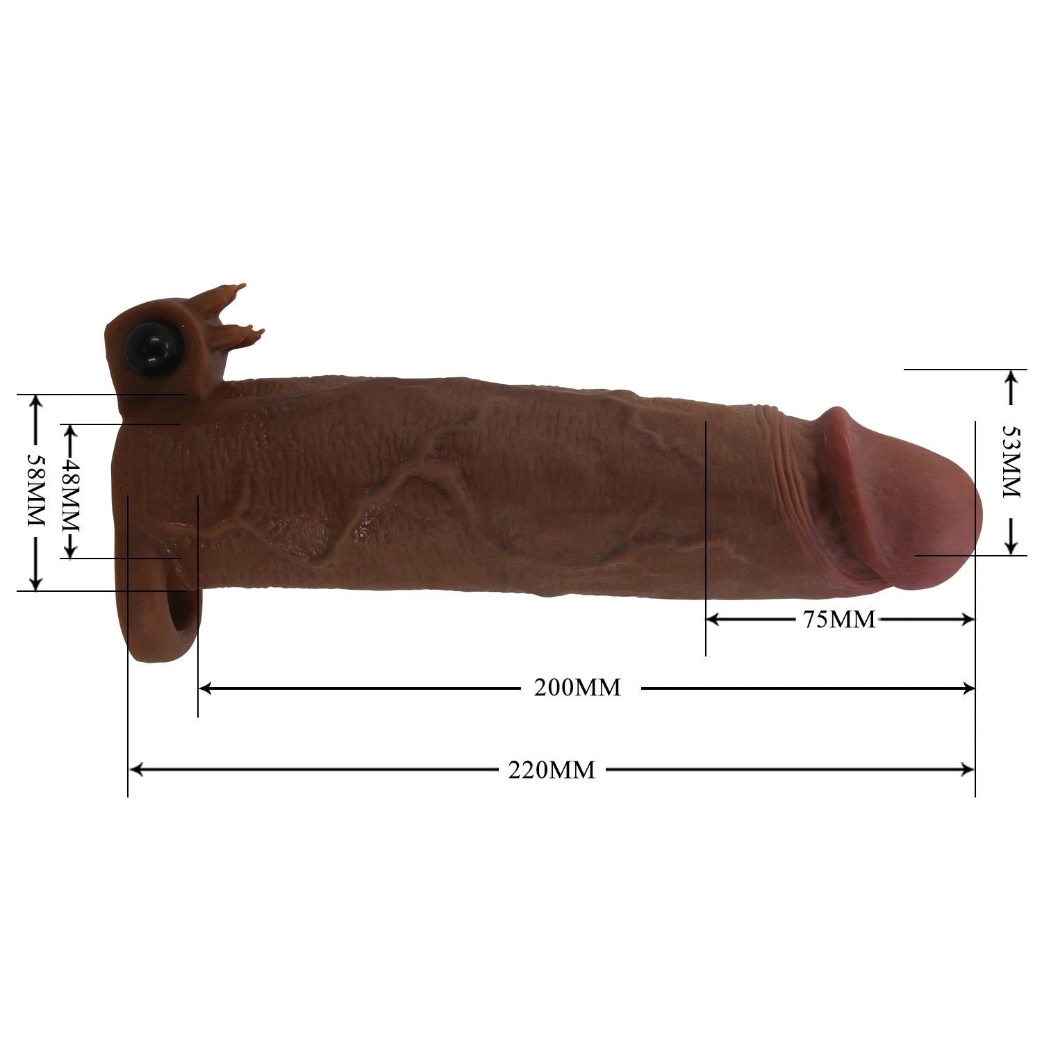 Pretty Love Xerxes – 22 cm Vibrating Penis Sleeve, Dark Brown