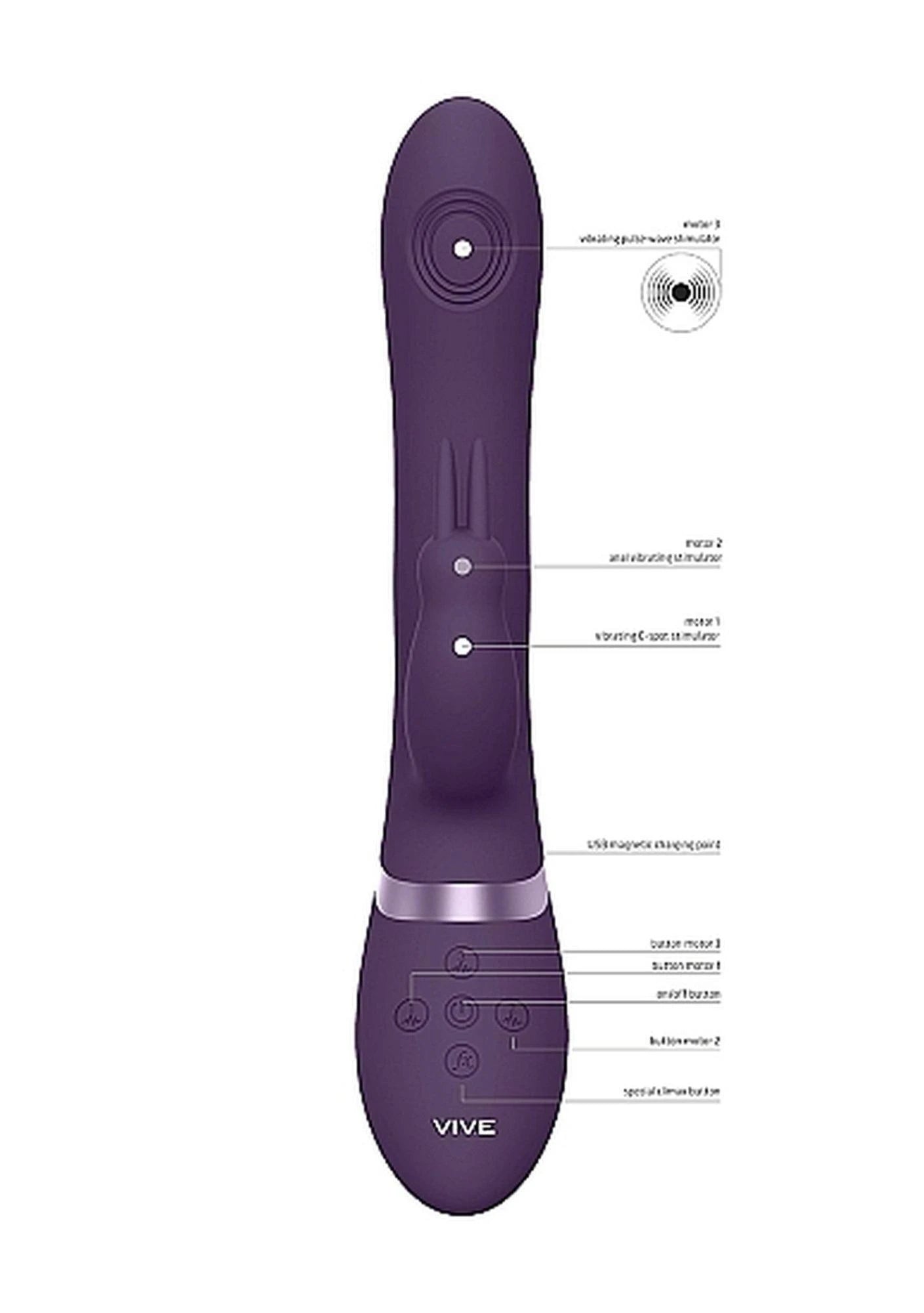 Rini - Pulse Wave  Vibrating Double Penetration Rabbit - Purple