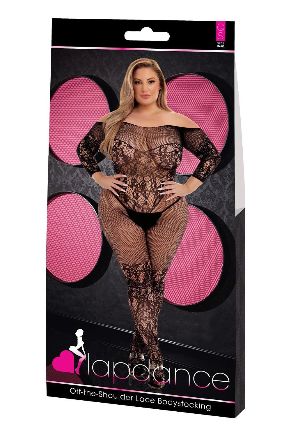 LAPDANCE OFF-THE-SHOULDER LACE BODYSTOCKING BLACK, QUEEN
