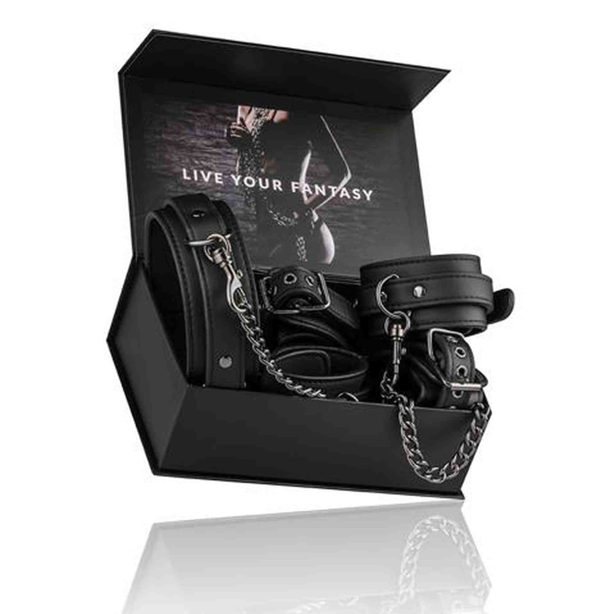 Kajdanki-Fetish set with collar, ankle- and wrist cuffs