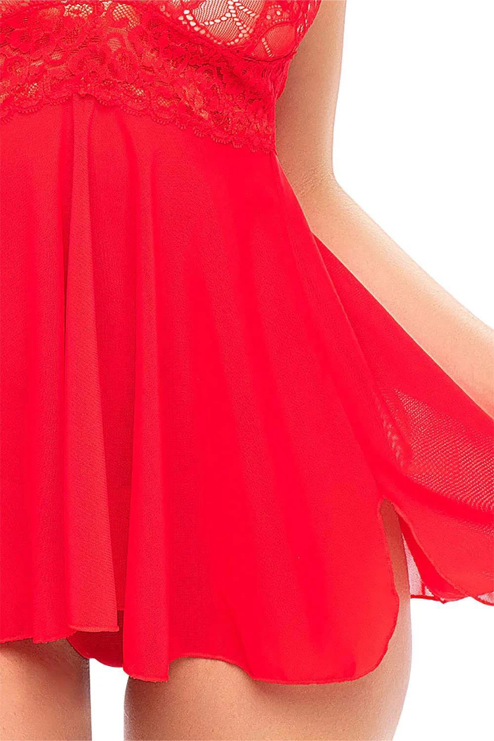 ENSEMBLE CHEMISE/STRING HALTER LE PLUS SEXY ROUGE, L