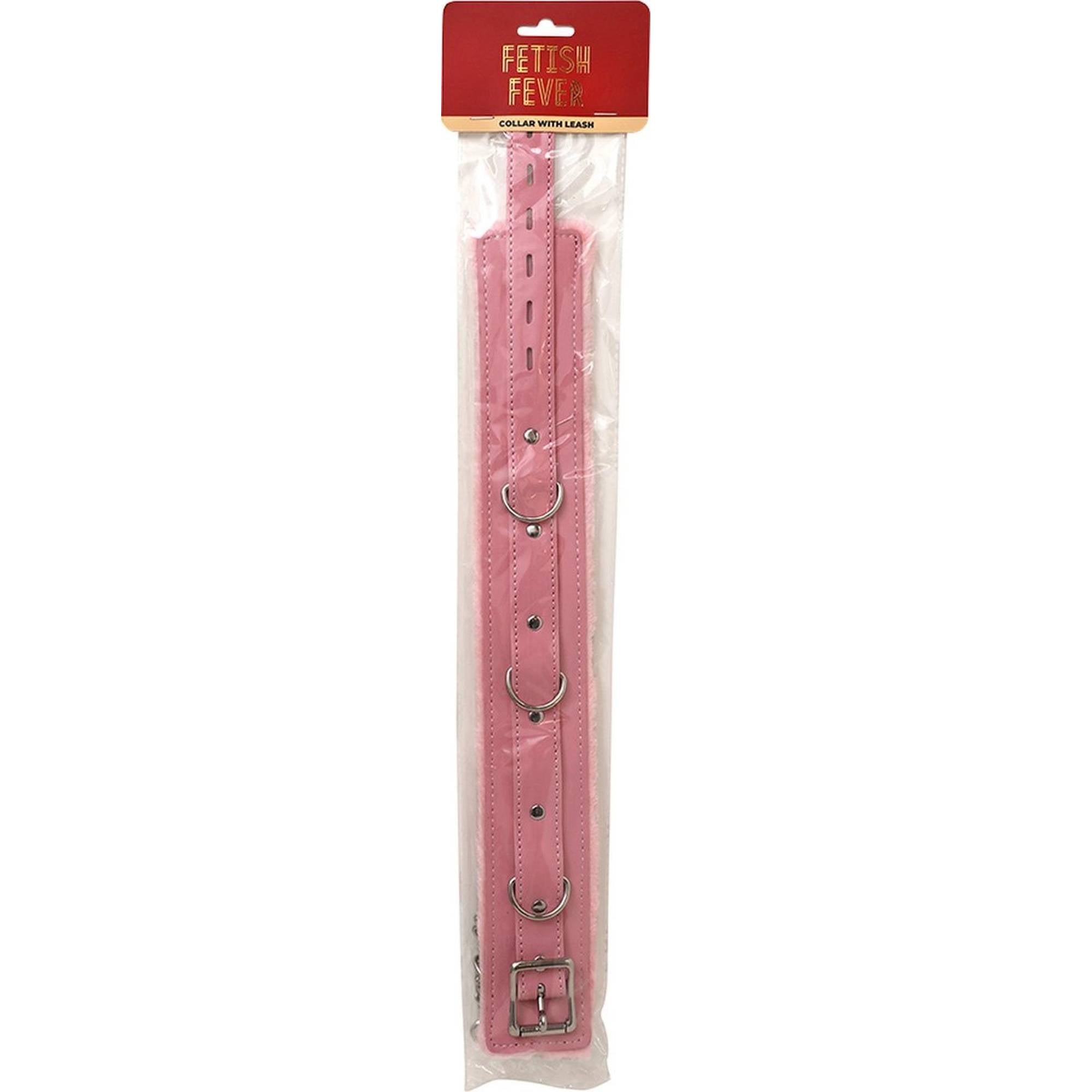 Fetish Fever - Collar with leash - Pink