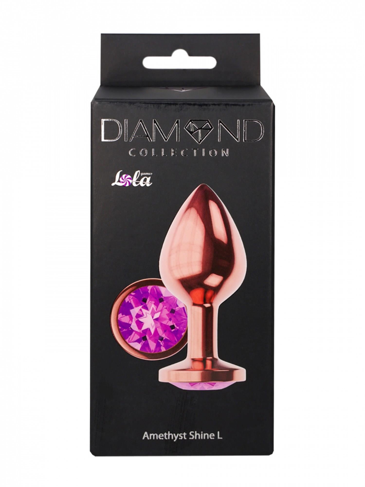Plug - Plug anal en forme de diamant Améthyste scintillant L Or rose