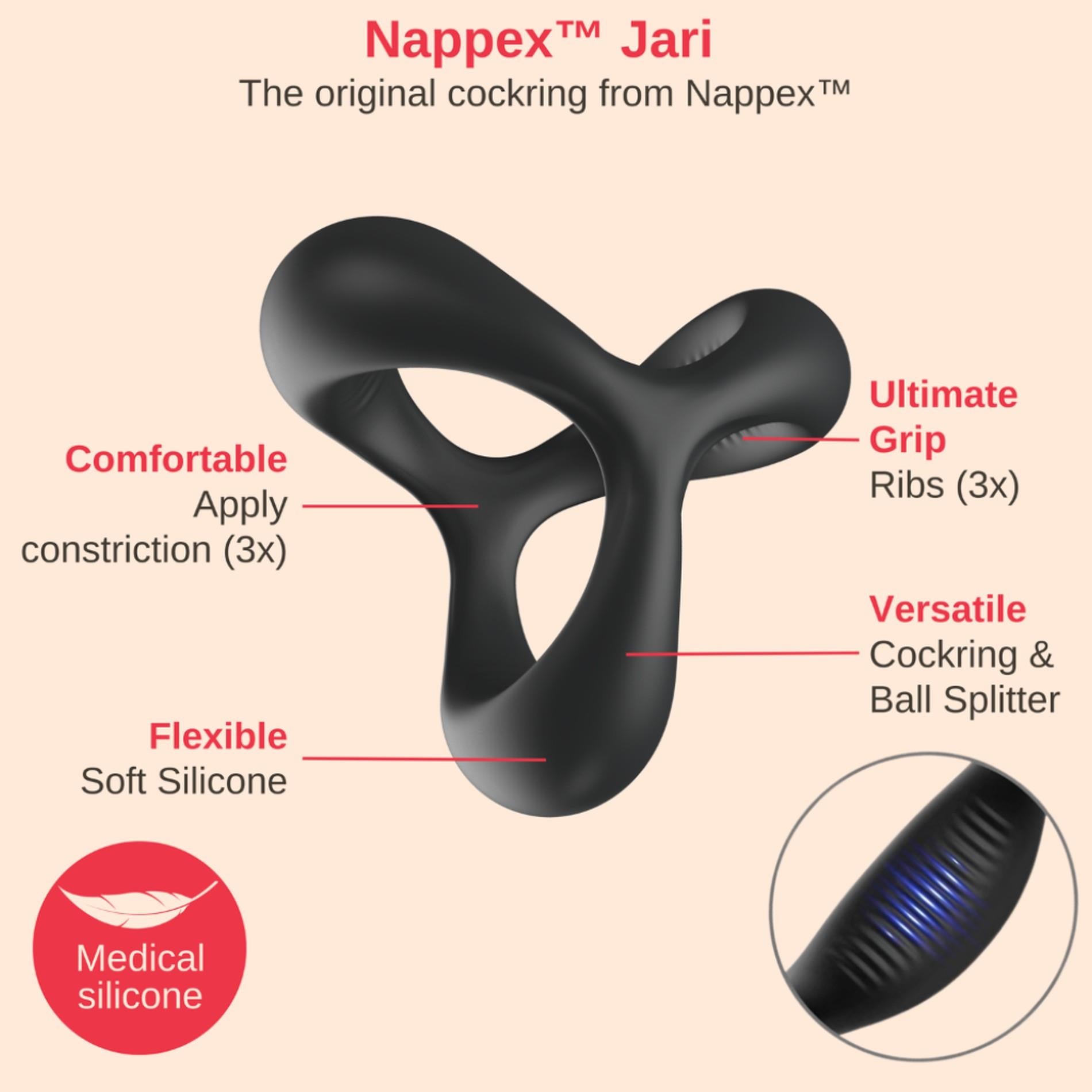 Cockring - Nappex™ Jari - Anneaux péniens haut de gamme (10 langues)