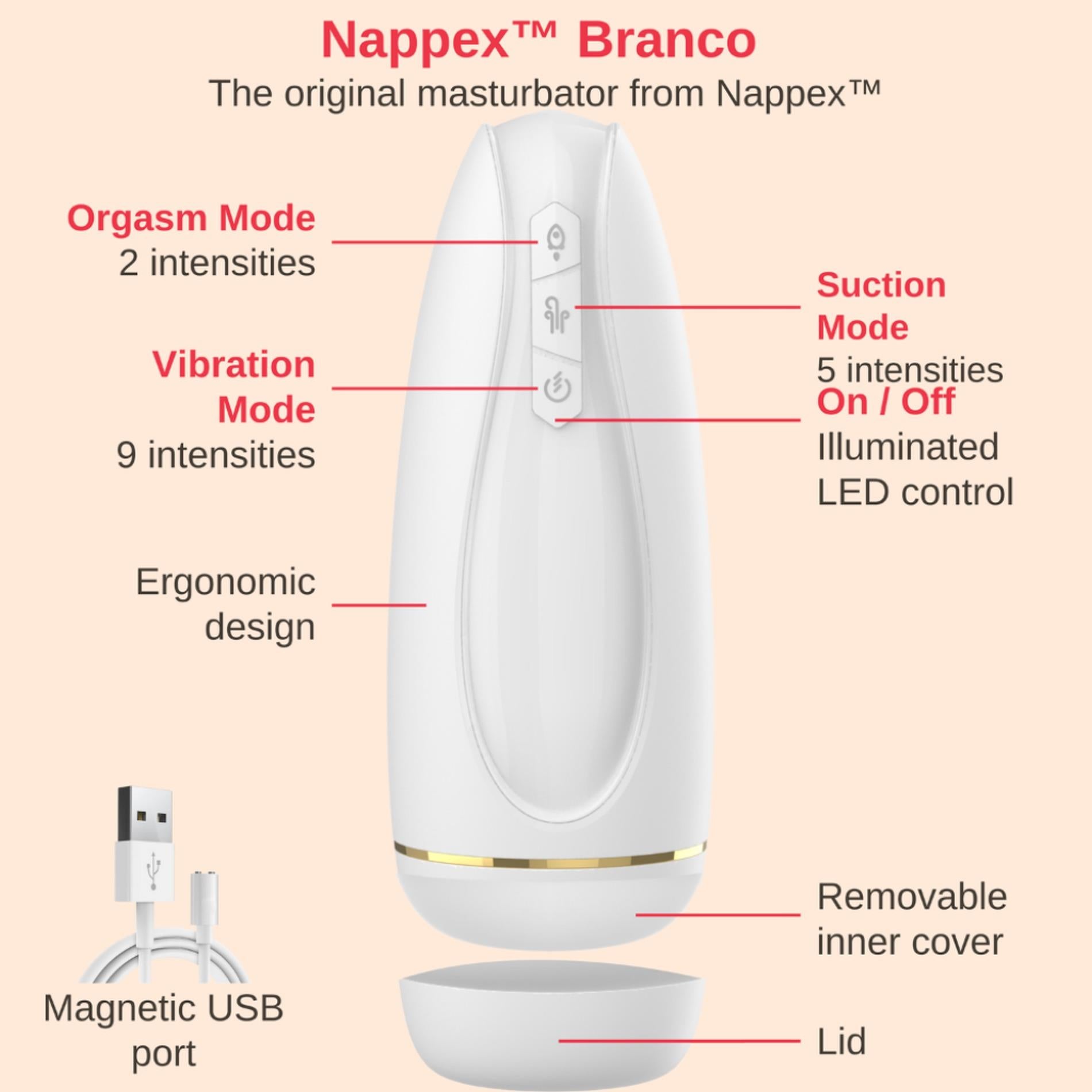 Masturbateur - Nappex™ Branco White - Masturbateurs Premium (10 langues)