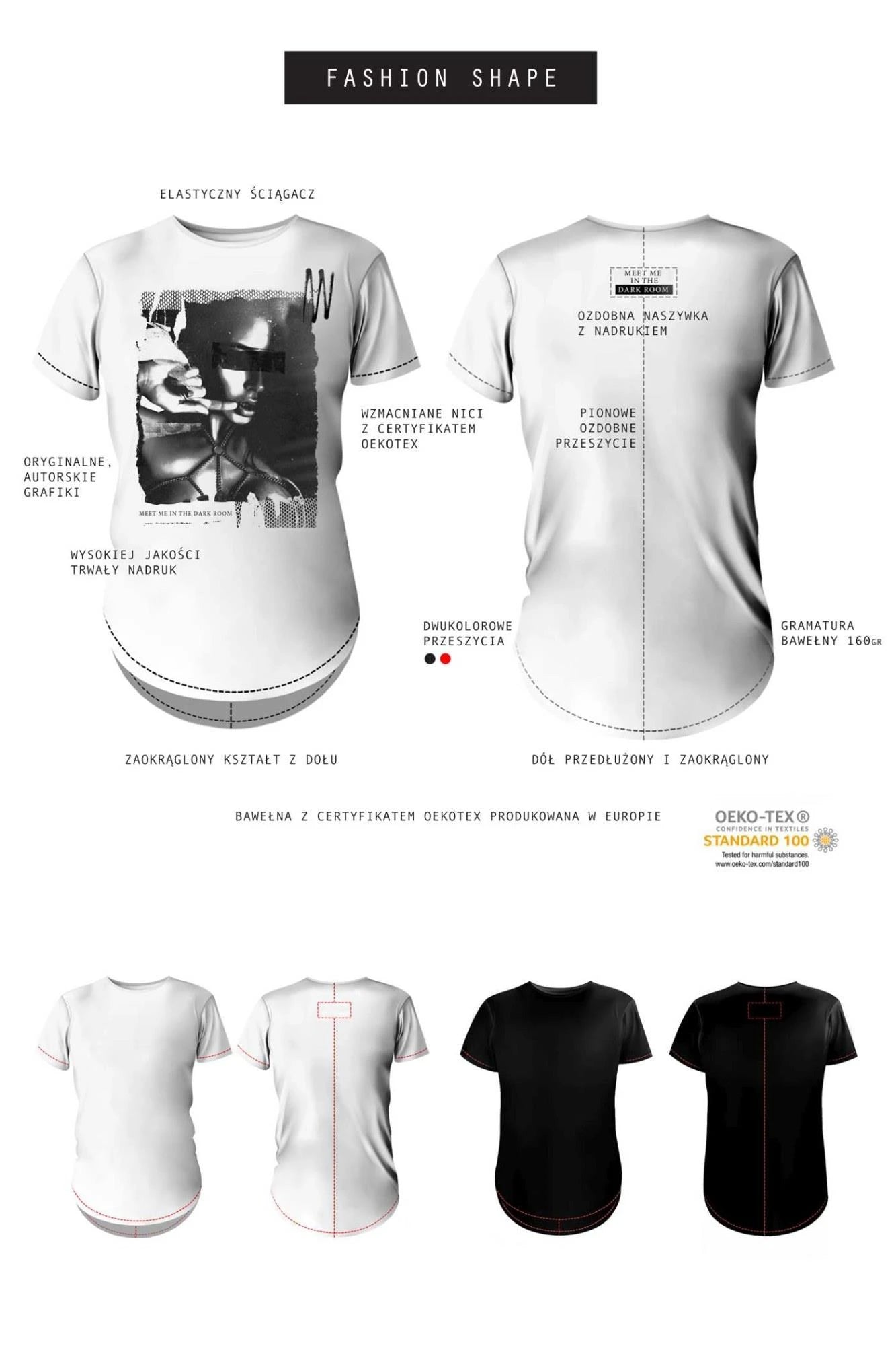 Men's white fashion T-shirt M