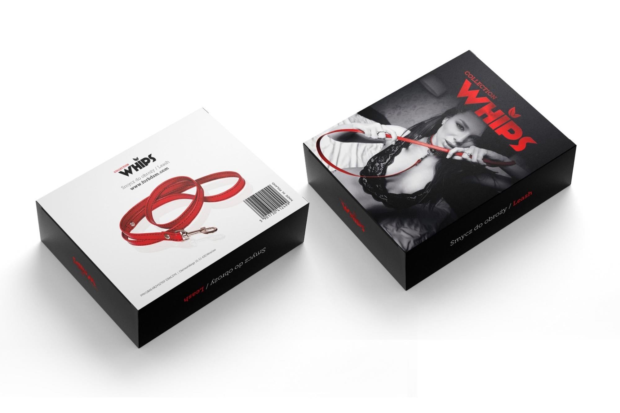 WHIPS bindings varnish, collar leash, red