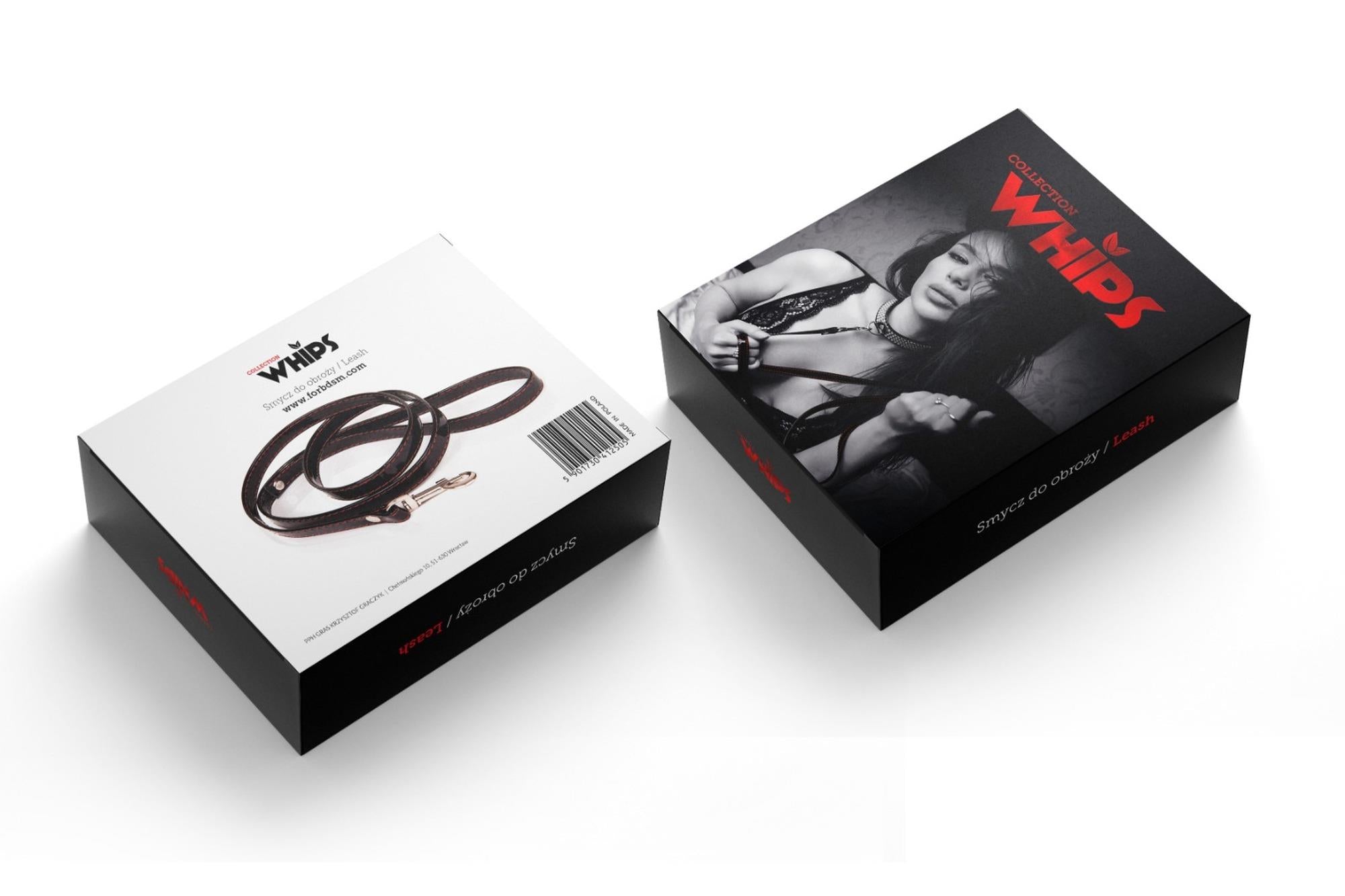 WHIPS bindings varnish, collar leash, black