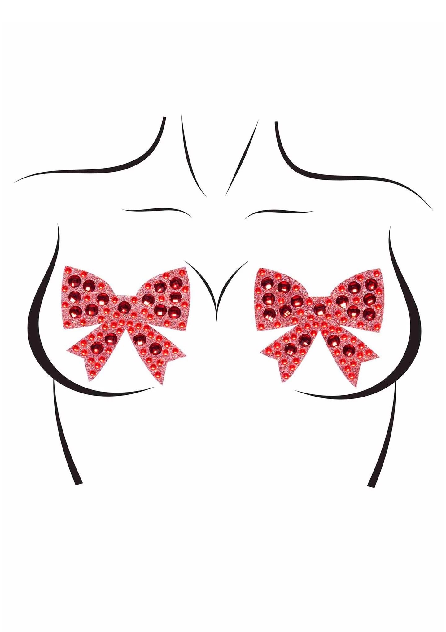 Rhinestone Bow Nipple Jewels Red