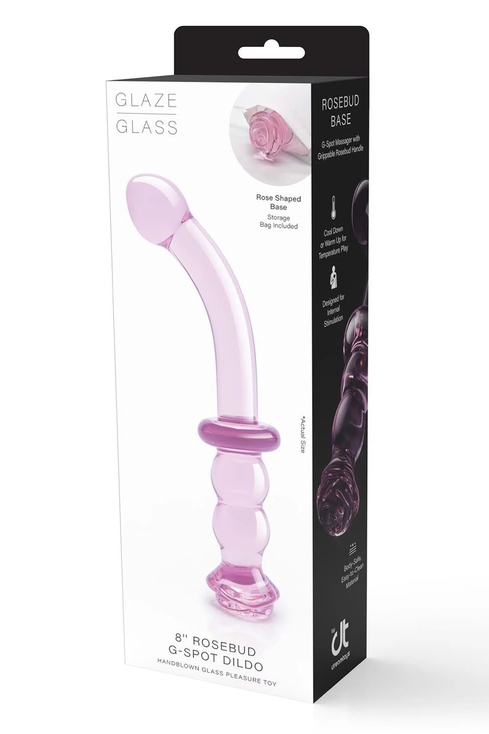 DILDO POINT G EN VERRE GLAZE ROSEBUD