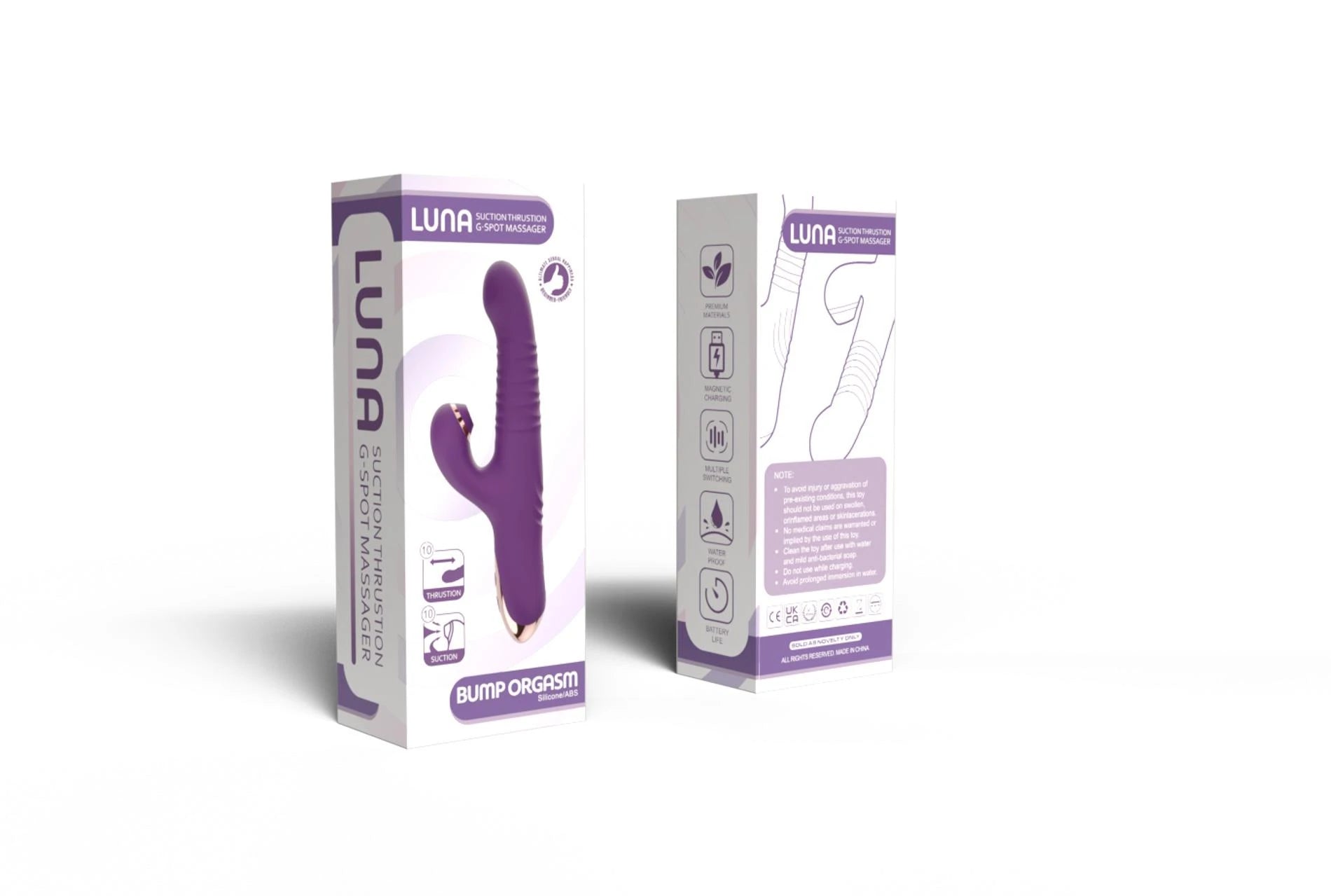 Masseur G-spot à succion et poussée Luna