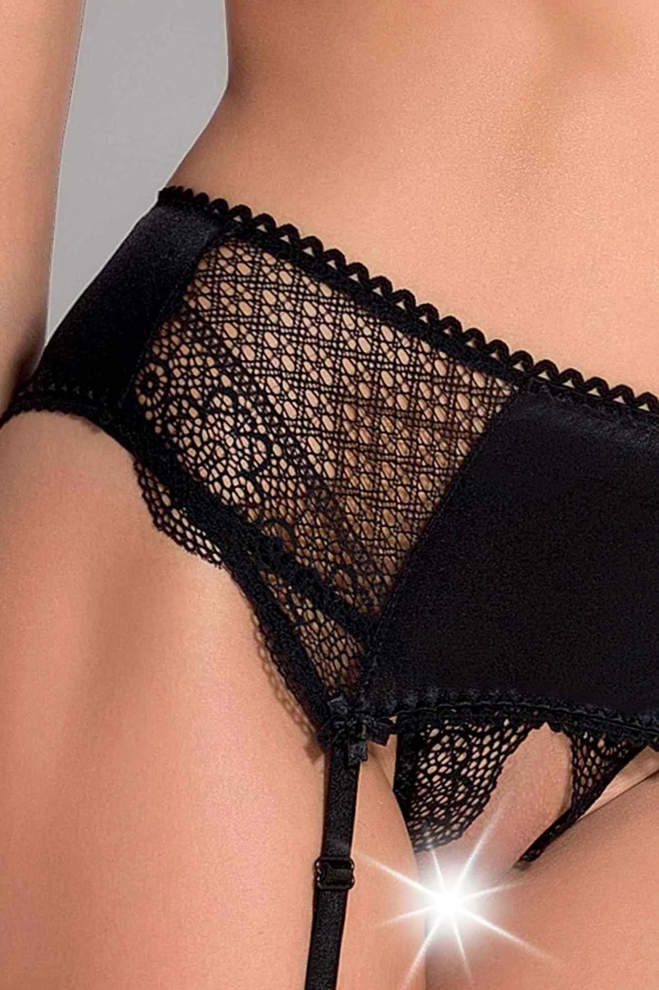 Lingerie-CLARISSE ENSEMBLE AVEC SOUTIEN-GORGE OUVERT noir XXL/XXXL - Casmir
