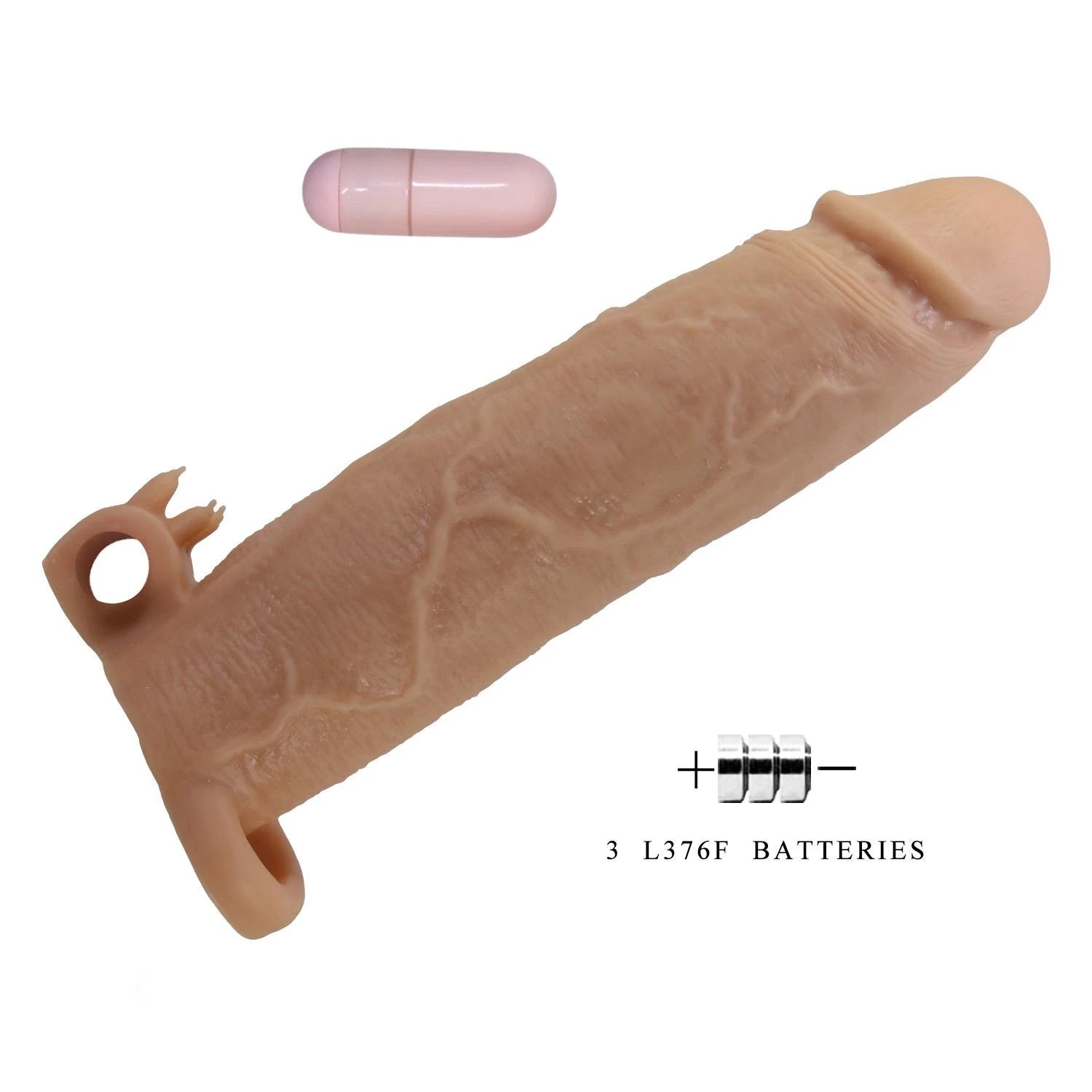 Pretty Love Xerxes – Penis Sleeve with Vibrating Ring, Flesh Color, 22 cm