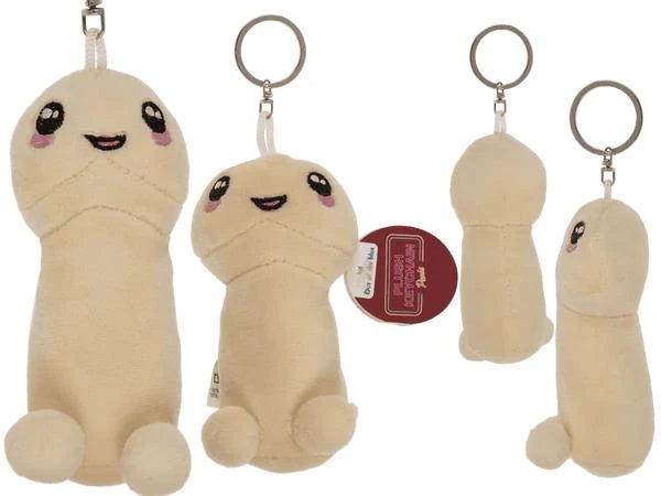 Porte-clés métallique avec pénis en peluche