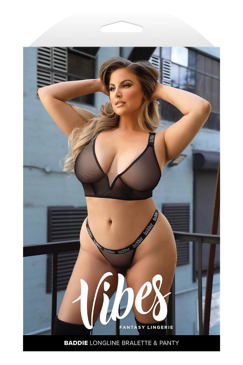 BADDIE LONGLINE MESH BRALETTE & PANTY, Q/S