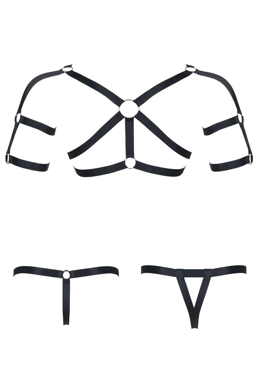 męski komplet z gumy: t-shirt z ozdobami z tyłu i przodu, 2 pack stringi XXL/XXXL
